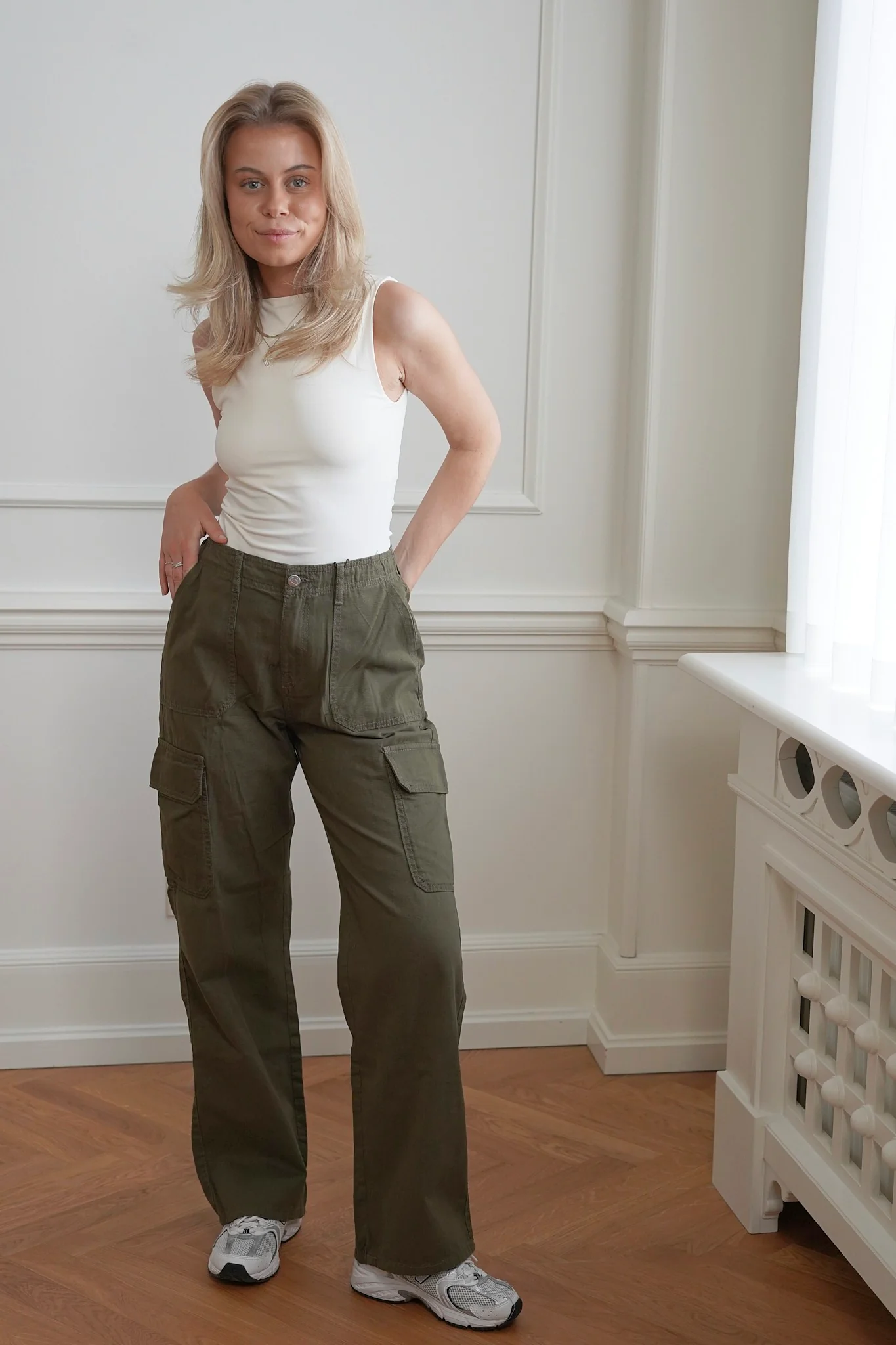 JDYAbby HW Wide Cargo Pants - Kalamata - Image 3
