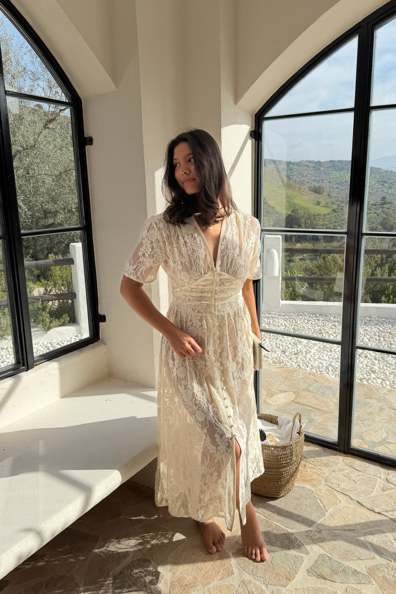 AdeliaIC Long Dress - Off White Lace - Image 2