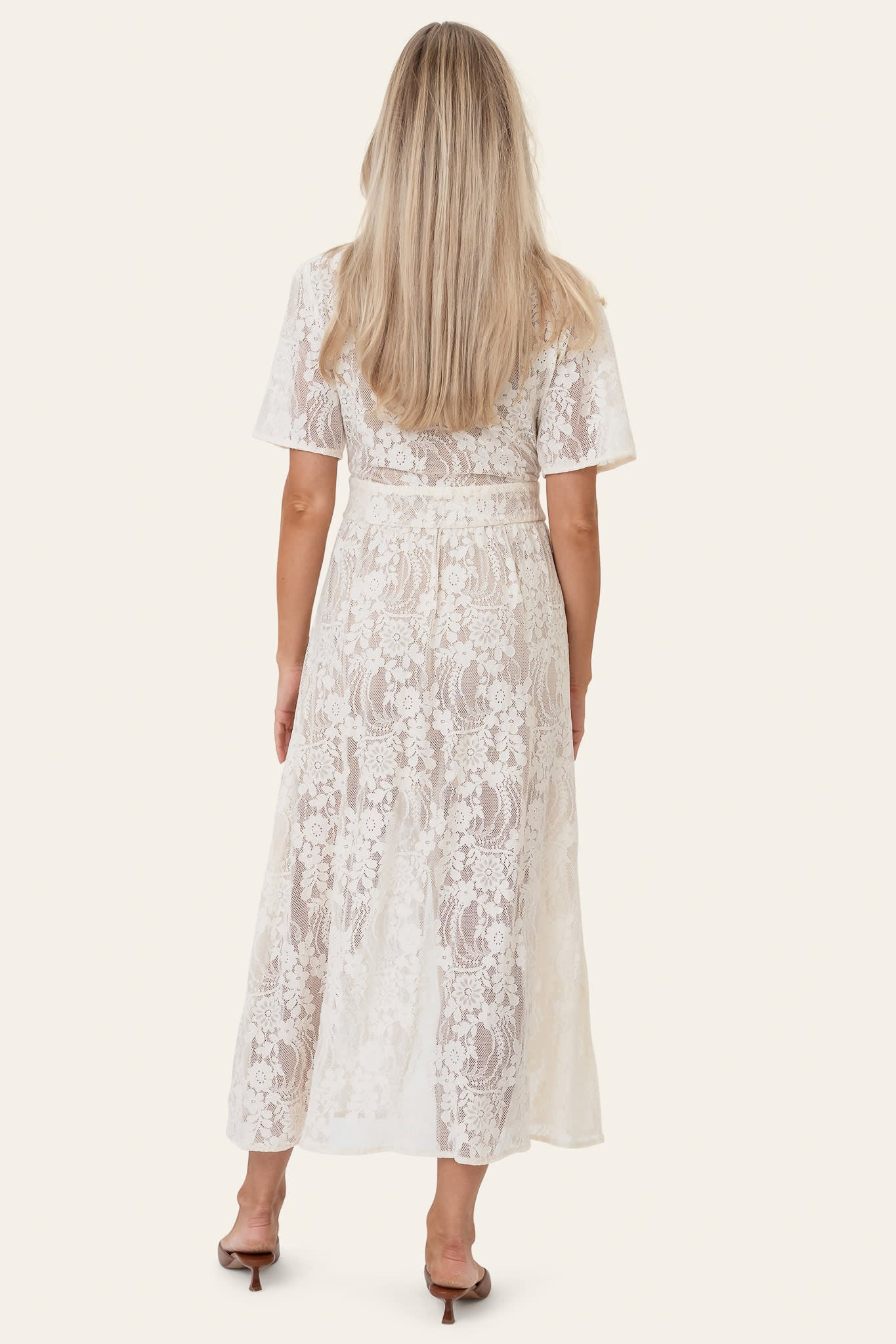 AdeliaIC Long Dress - Off White Lace - Image 4