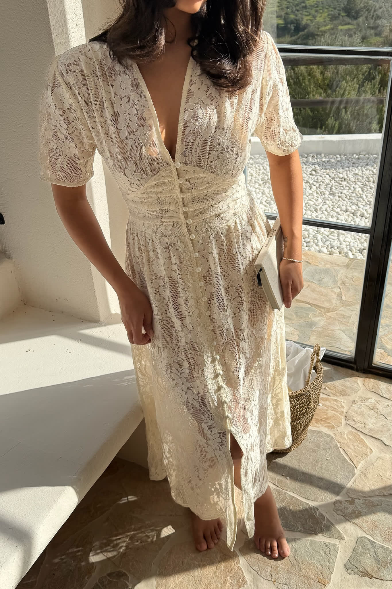 AdeliaIC Long Dress - Off White Lace - Image 7