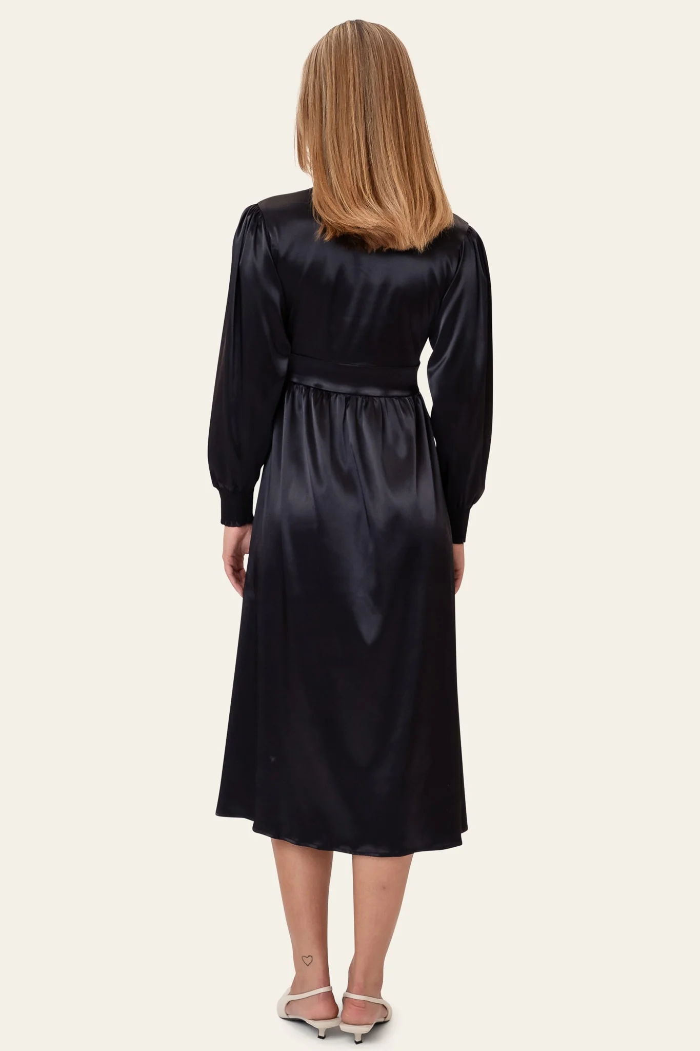 AdelIC Long Dress - Black Satin - Image 4
