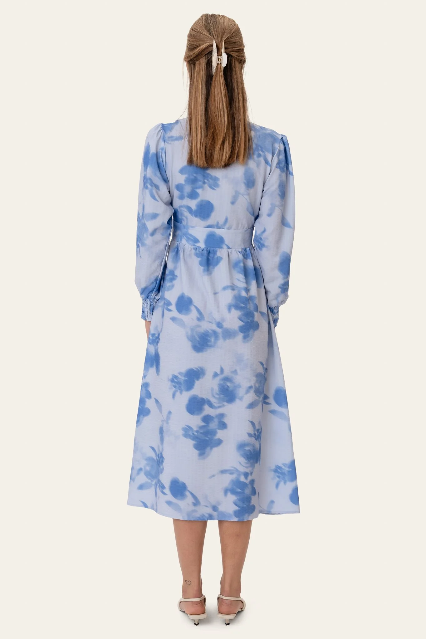 AdelIC Long Dress - Abstract Blue Flower Print - Image 4