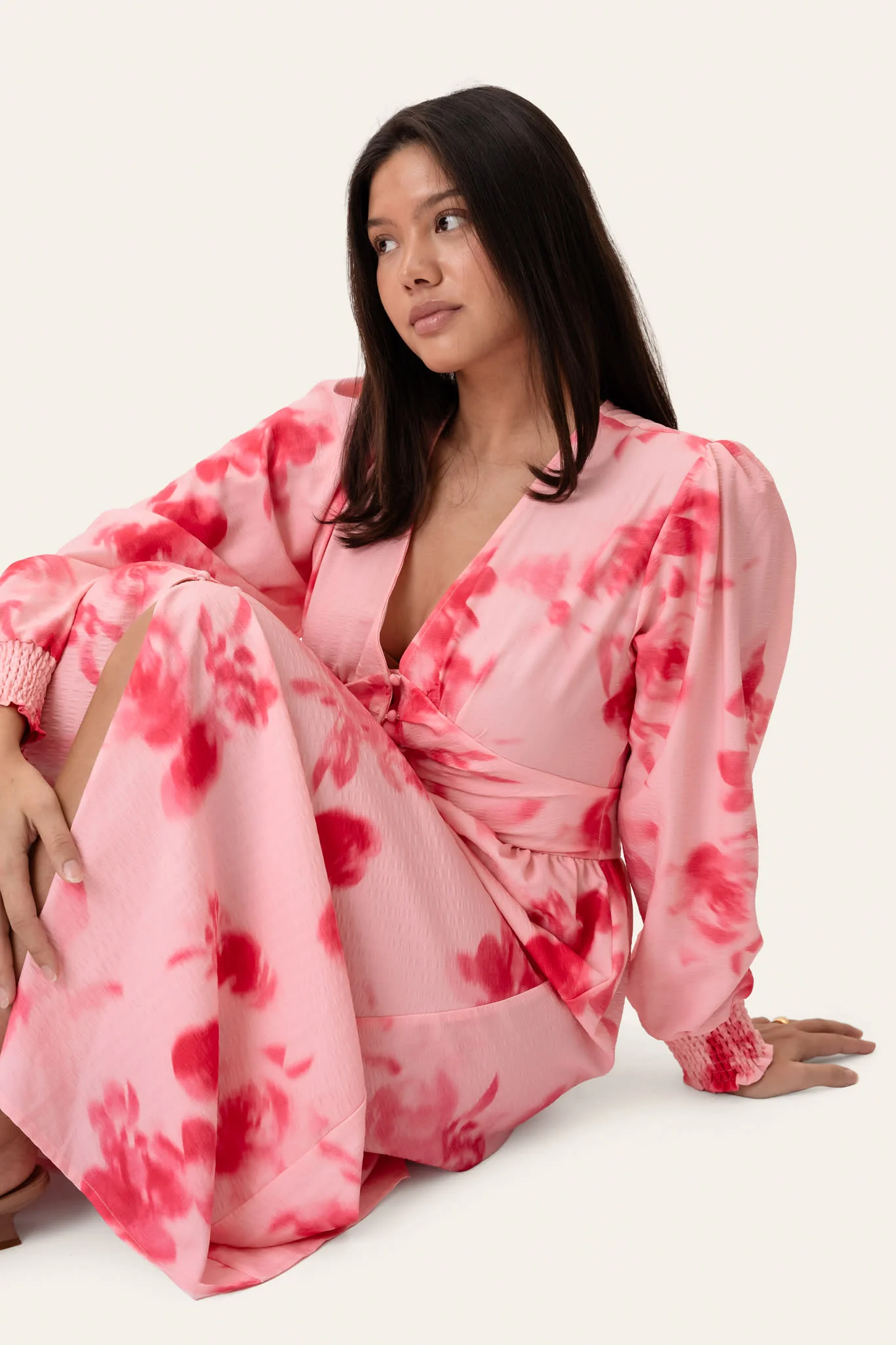 AdelIC Long Dress - Abstract Pink Flower Print - Image 4