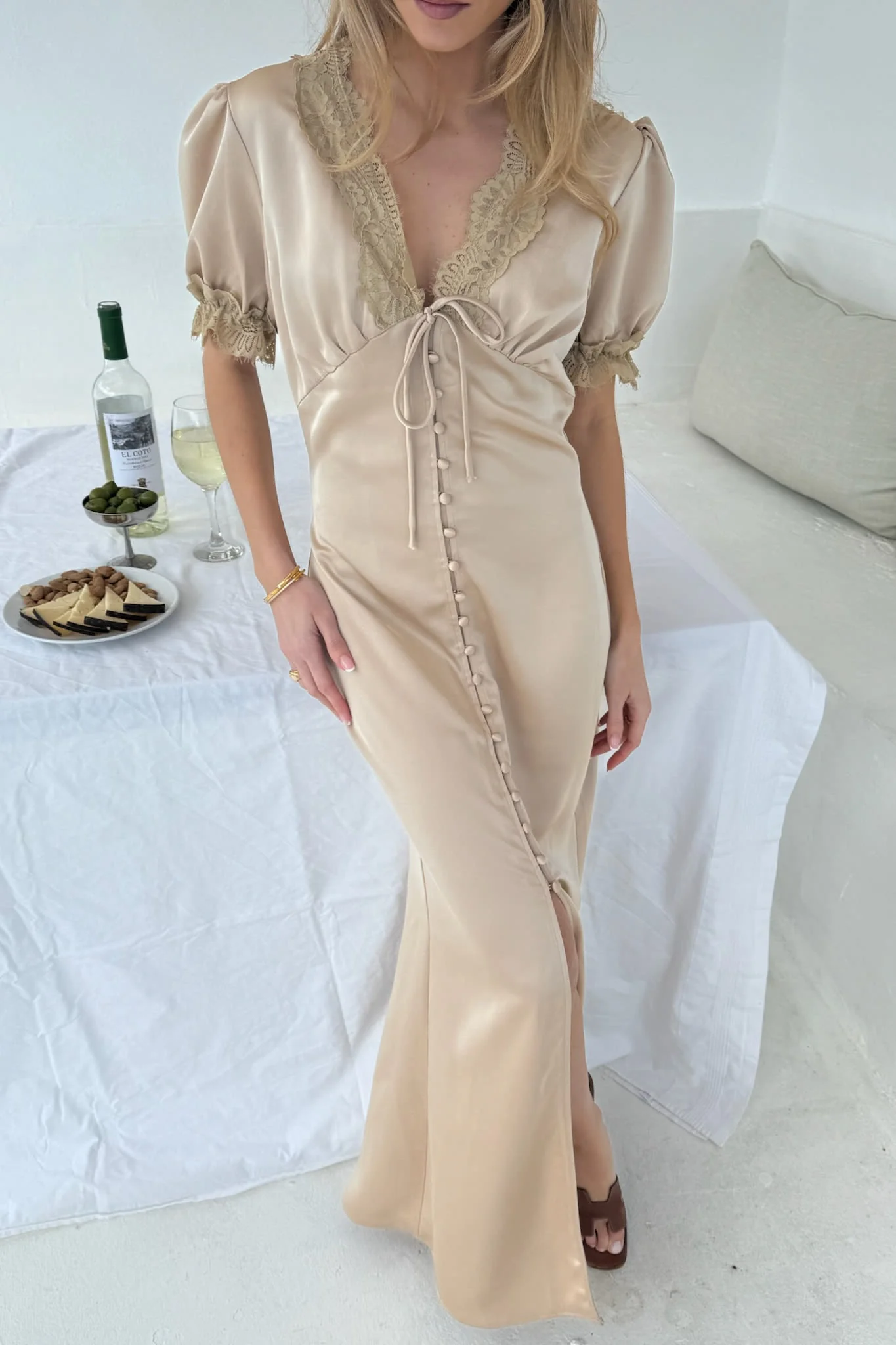 AgneteIC Long Dress - Light Brown - Image 7