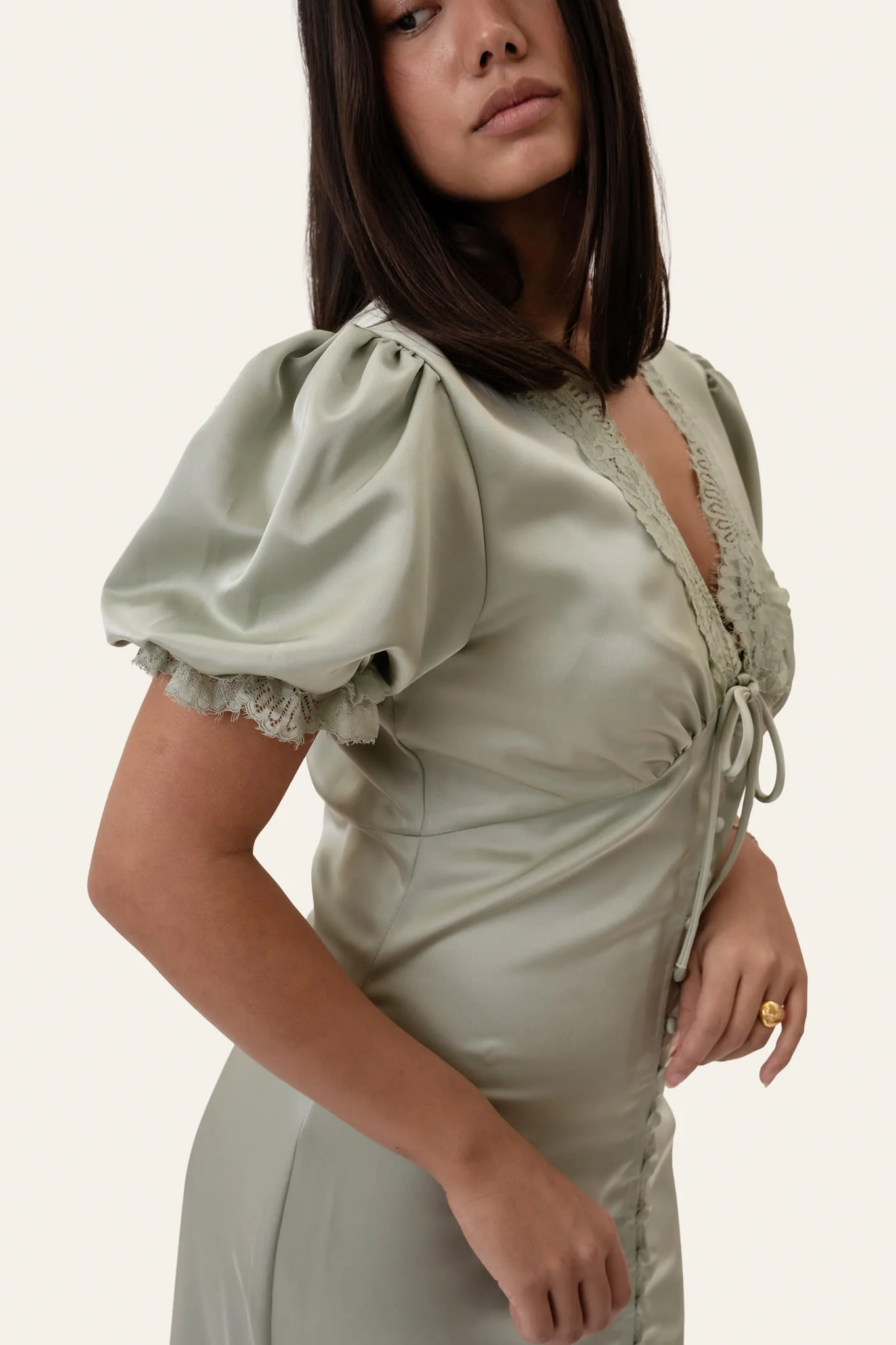 AgneteIC Long Dress - Light Green - Image 3