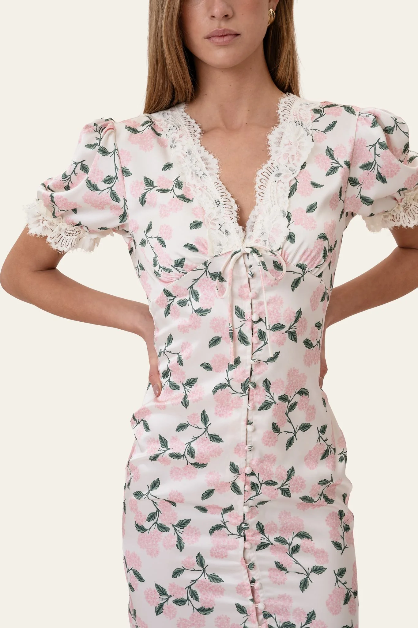 AgneteIC Long Dress - Pink Hydrangea Print - Image 4