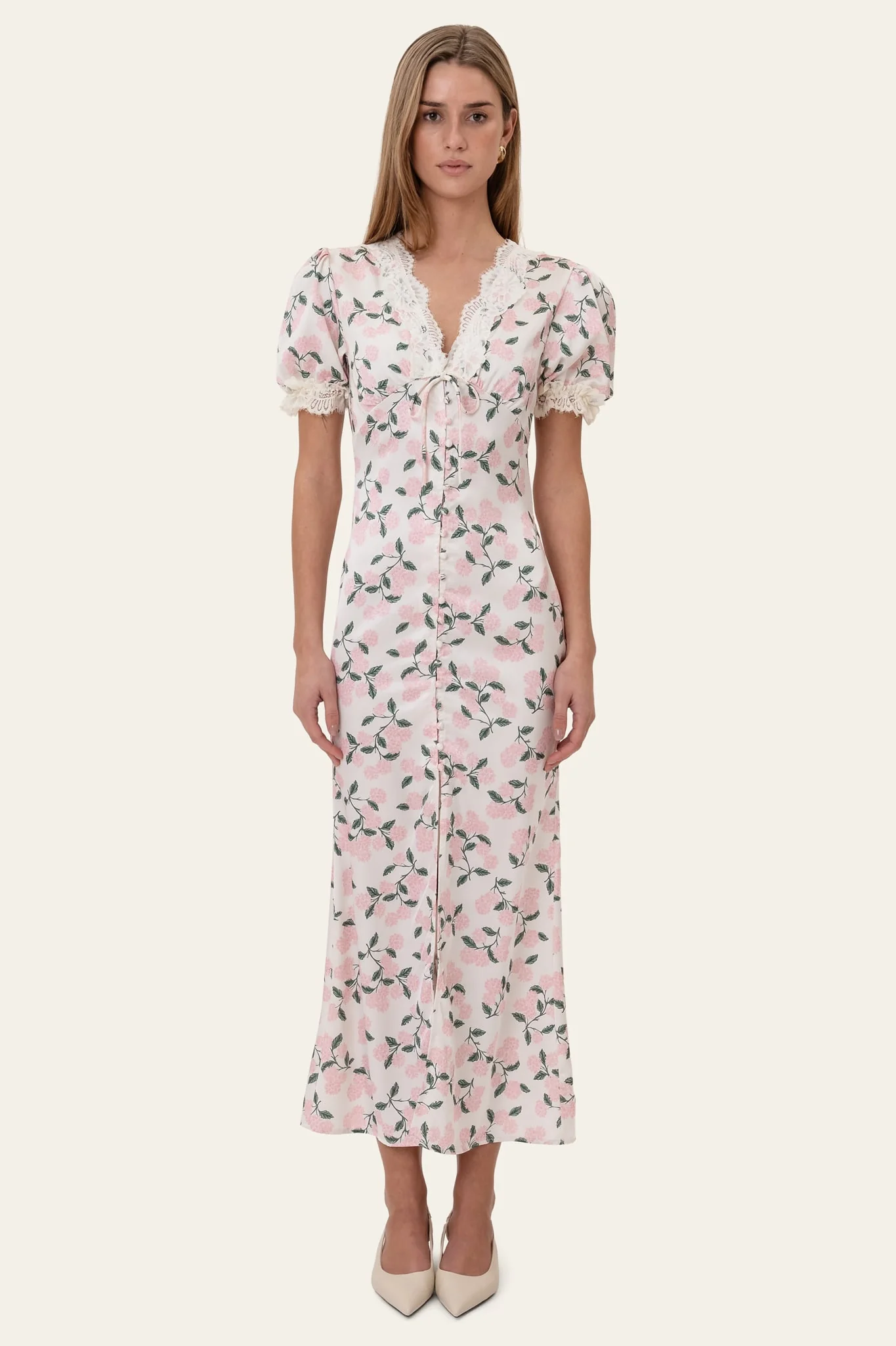 AgneteIC Long Dress - Pink Hydrangea Print - Image 6