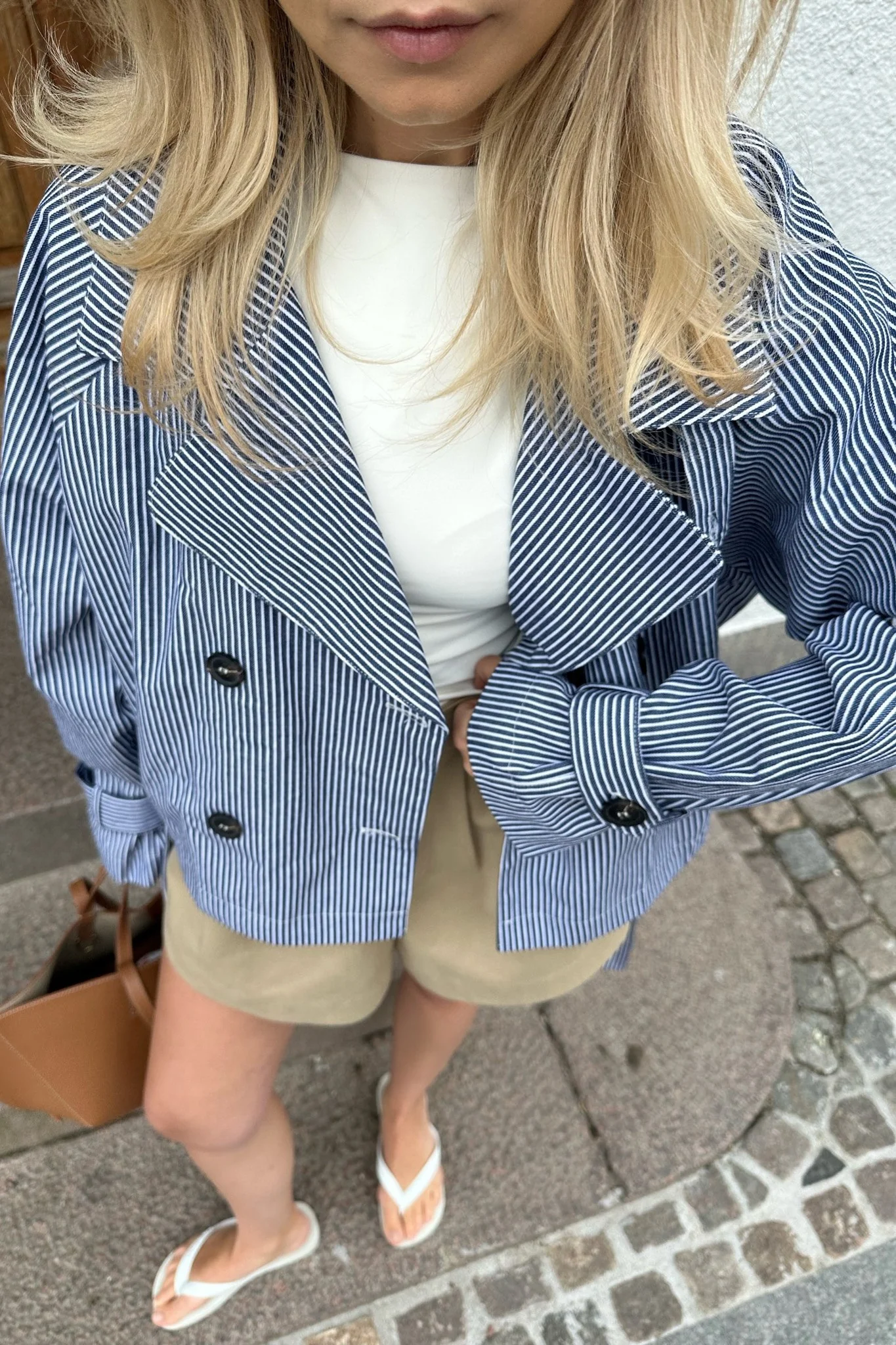 AlmaIC Trenchcoat - Blue Woven Stripe - Image 3