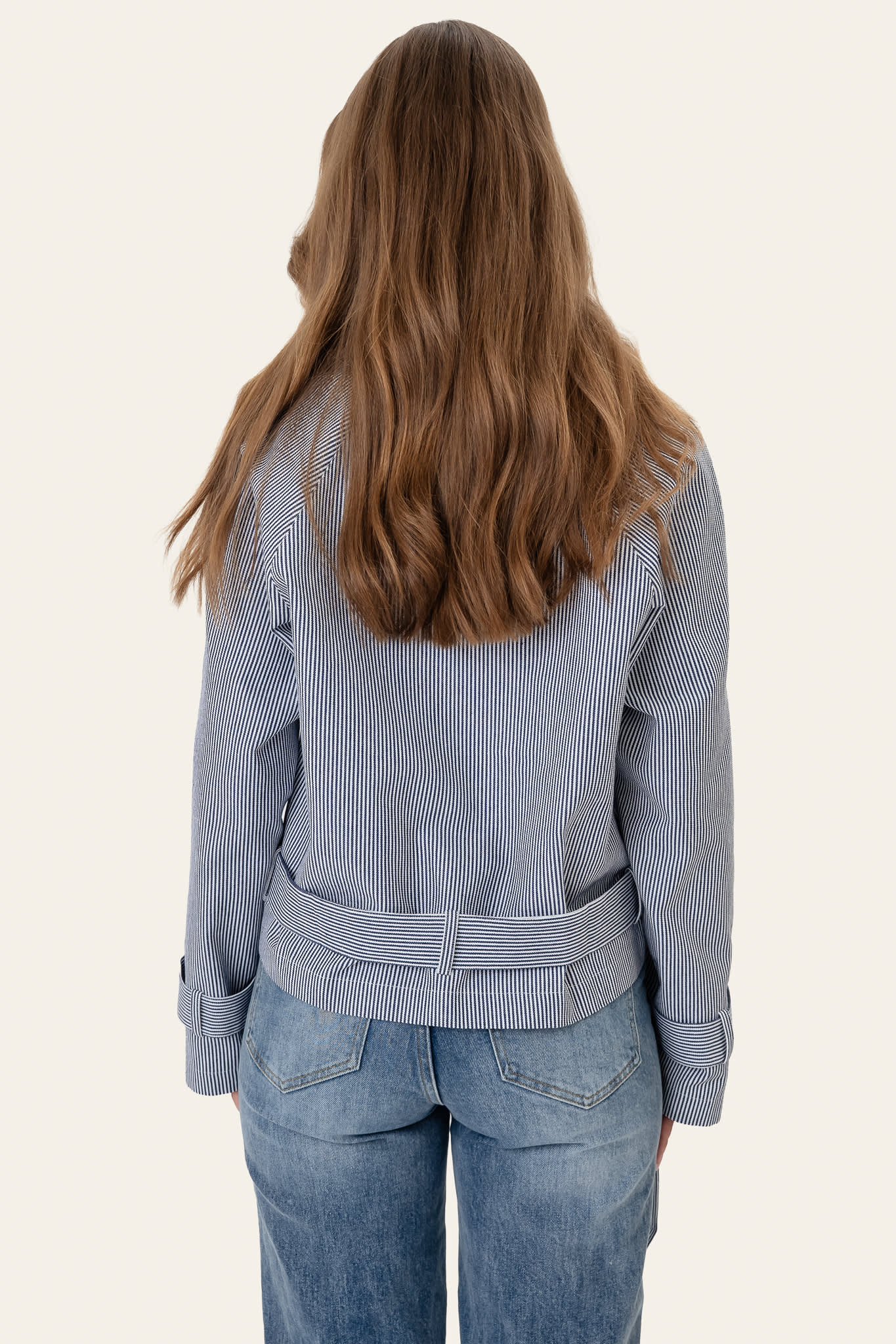 AlmaIC Trenchcoat - Blue Woven Stripe - Image 6