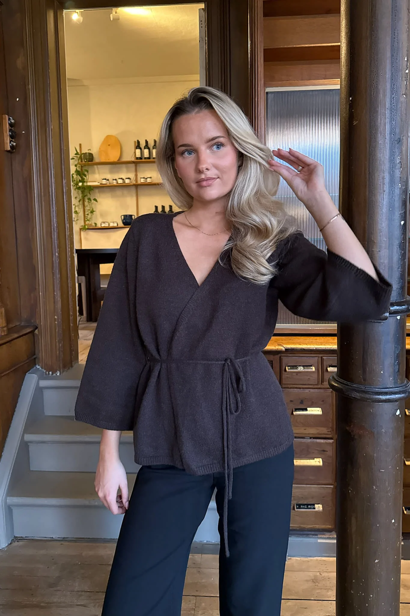 AnneIC Cardigan - Dark Brown - Image 2