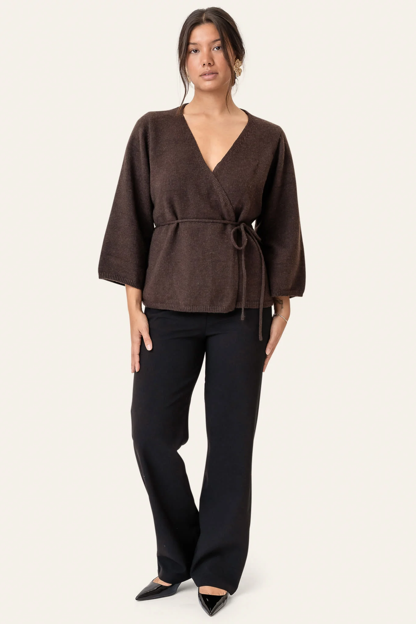 AnneIC Cardigan - Dark Brown - Image 3