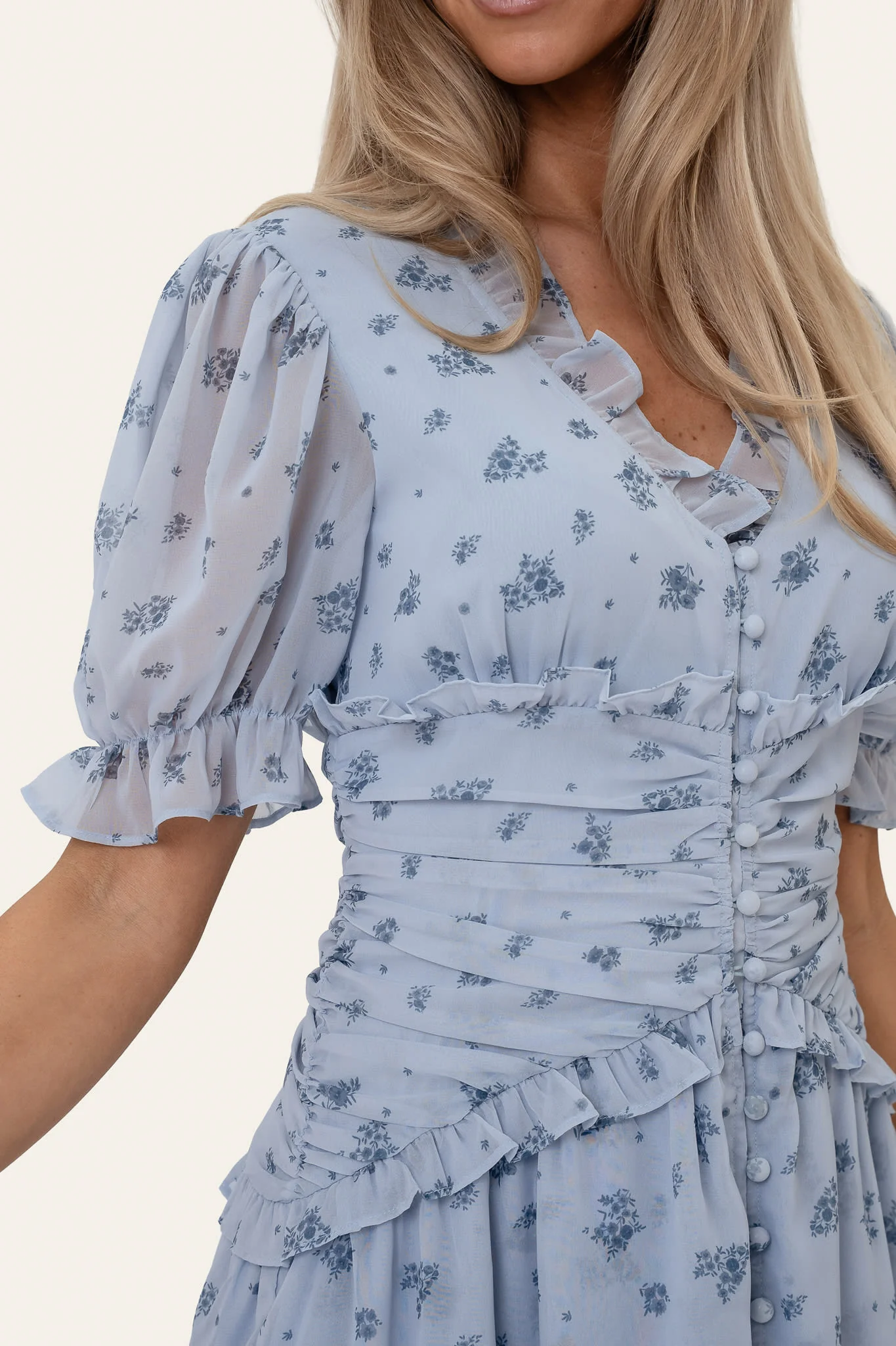 ArielIC Long Dress - Blue Flower Print - Image 5