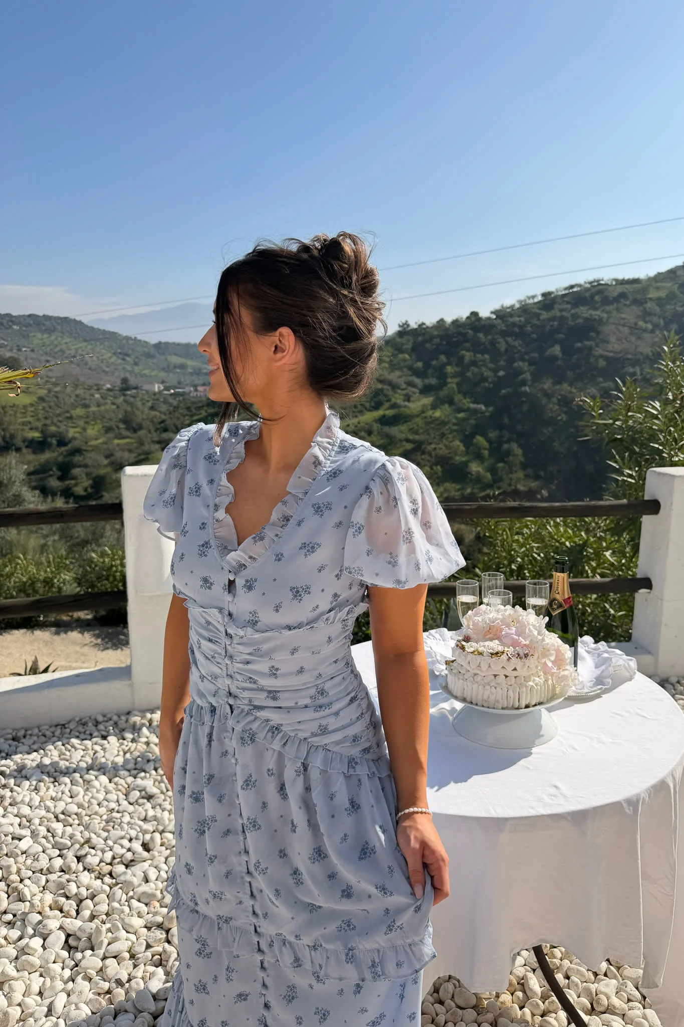 ArielIC Long Dress - Blue Flower Print - Image 8