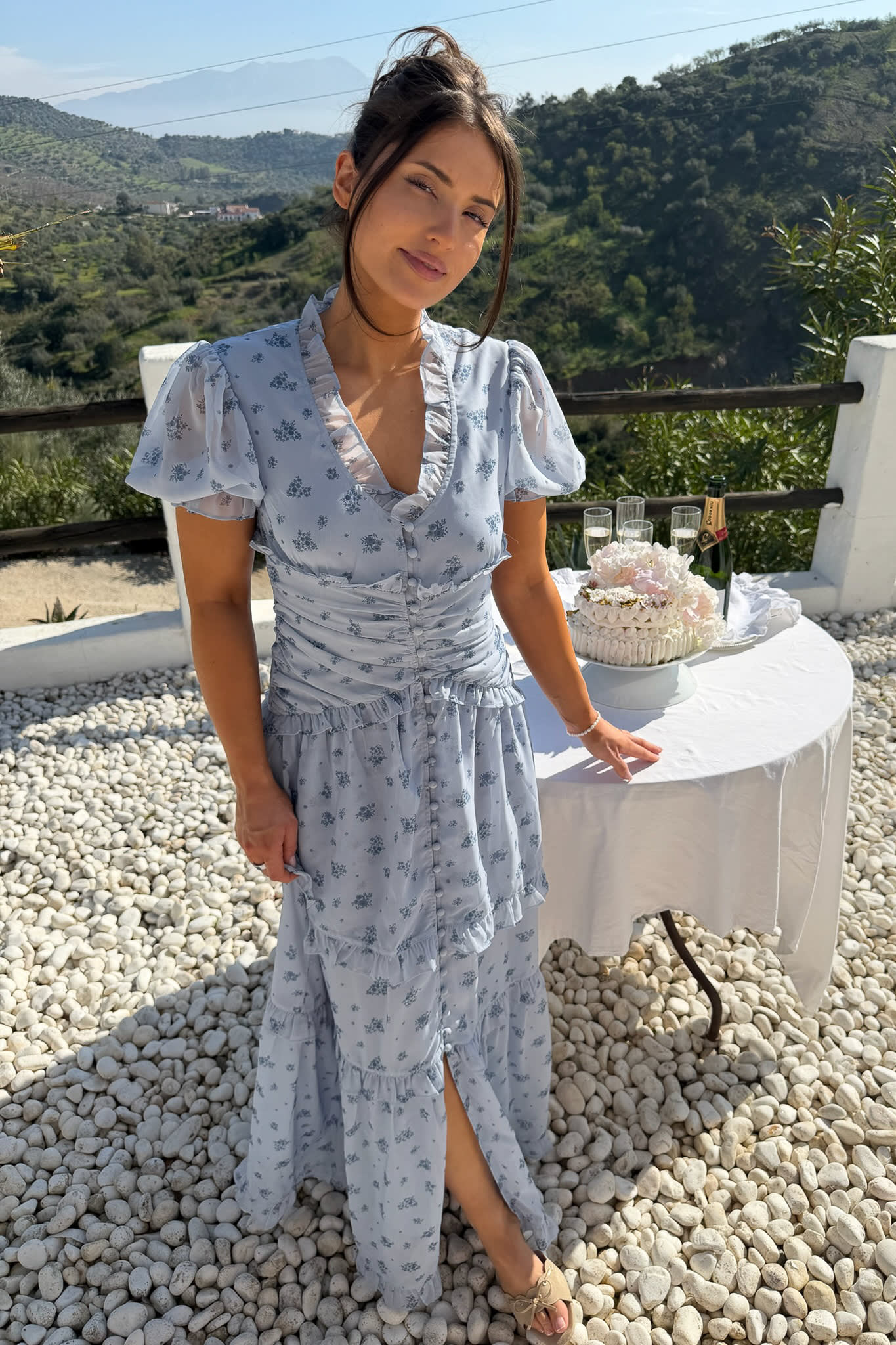 ArielIC Long Dress - Blue Flower Print - Image 9