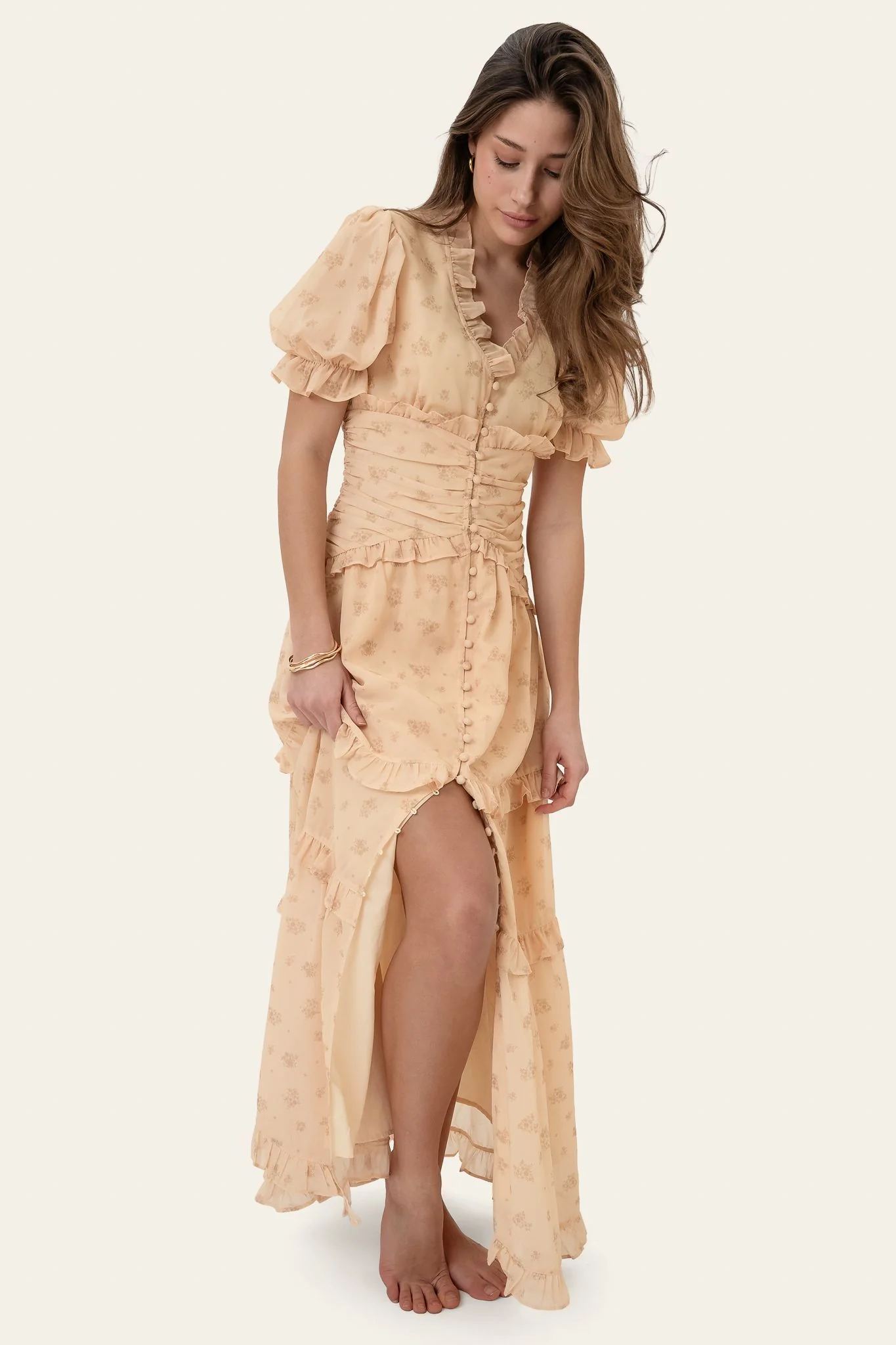 ArielIC Long Dress - Yellow Flower Print - Image 6