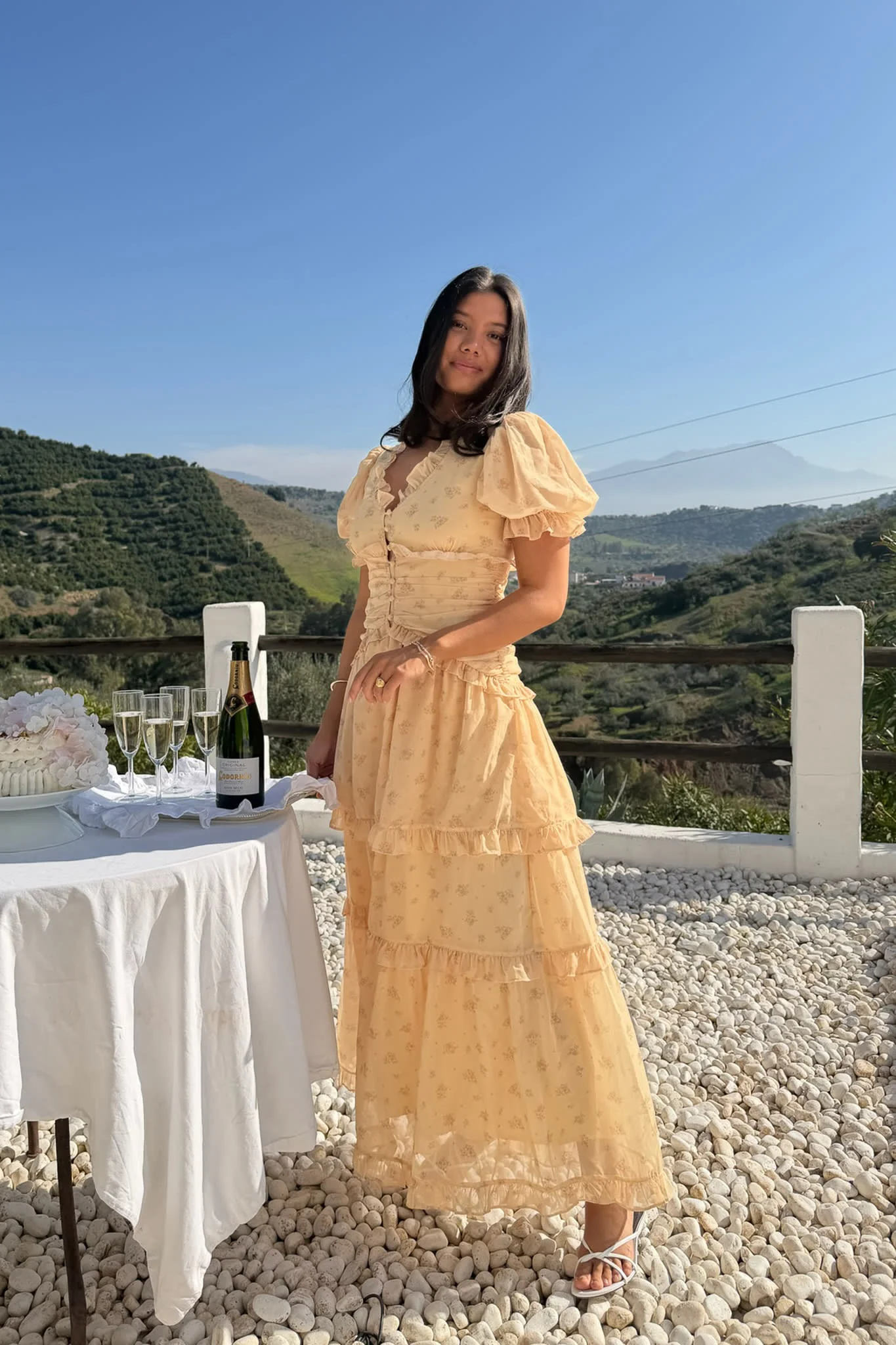 ArielIC Long Dress - Yellow Flower Print - Image 8