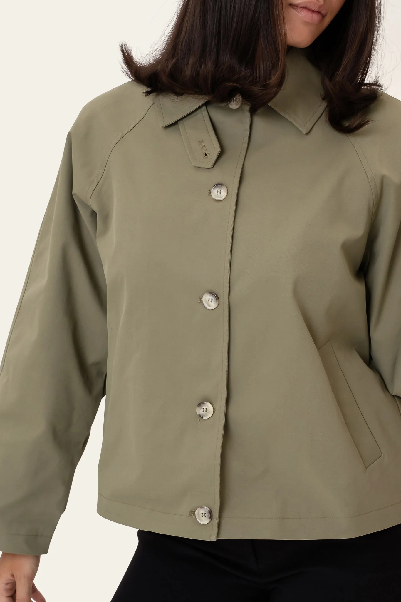 AvaIC Short Trenchcoat - Dark Khaki - Image 4