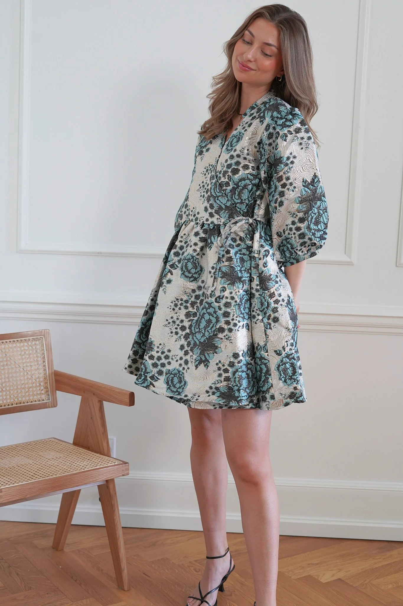 Noella Aya Wrap Dress - Blue Black Mix - Image 4
