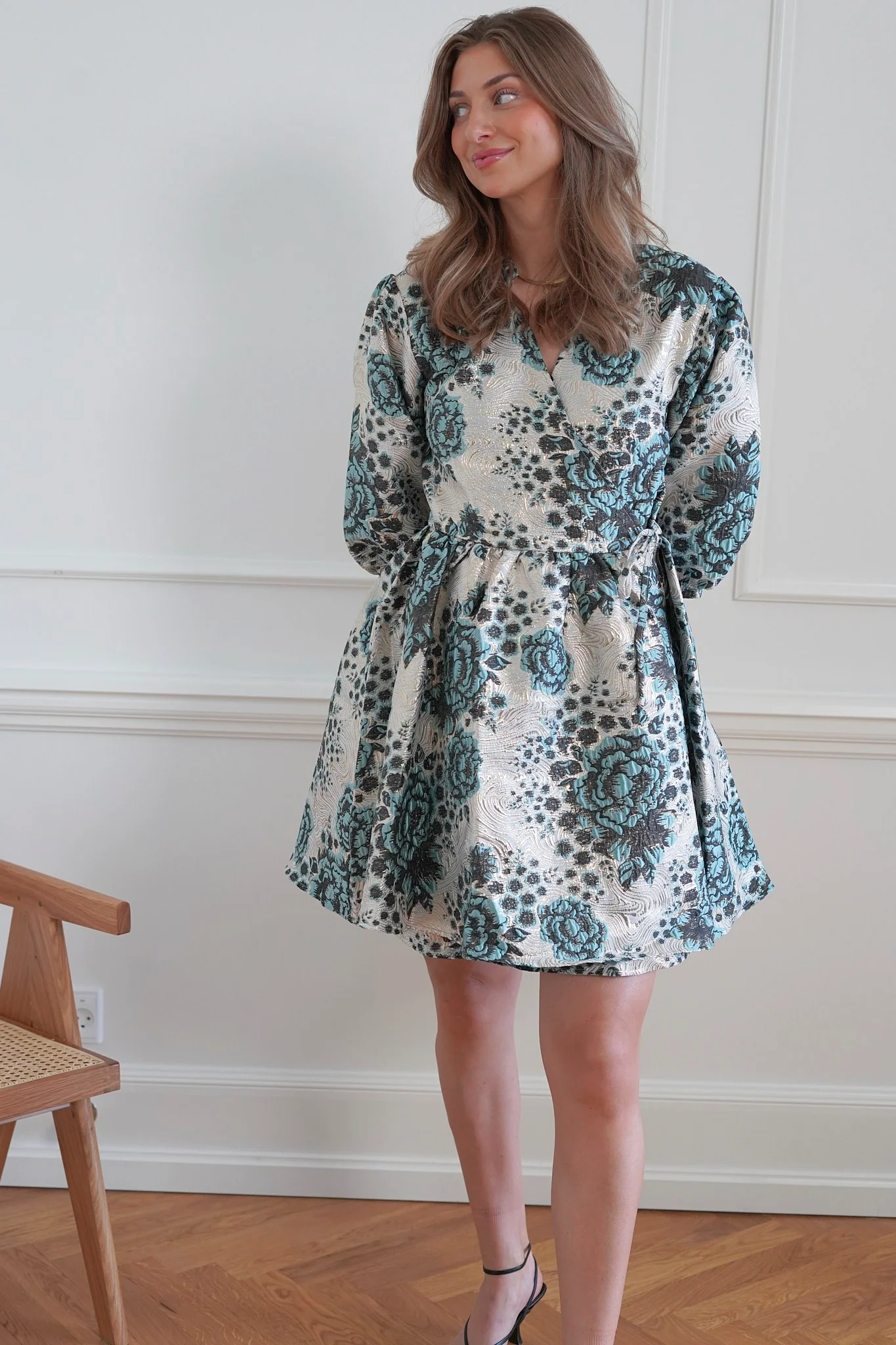 Noella Aya Wrap Dress - Blue Black Mix - Image 5