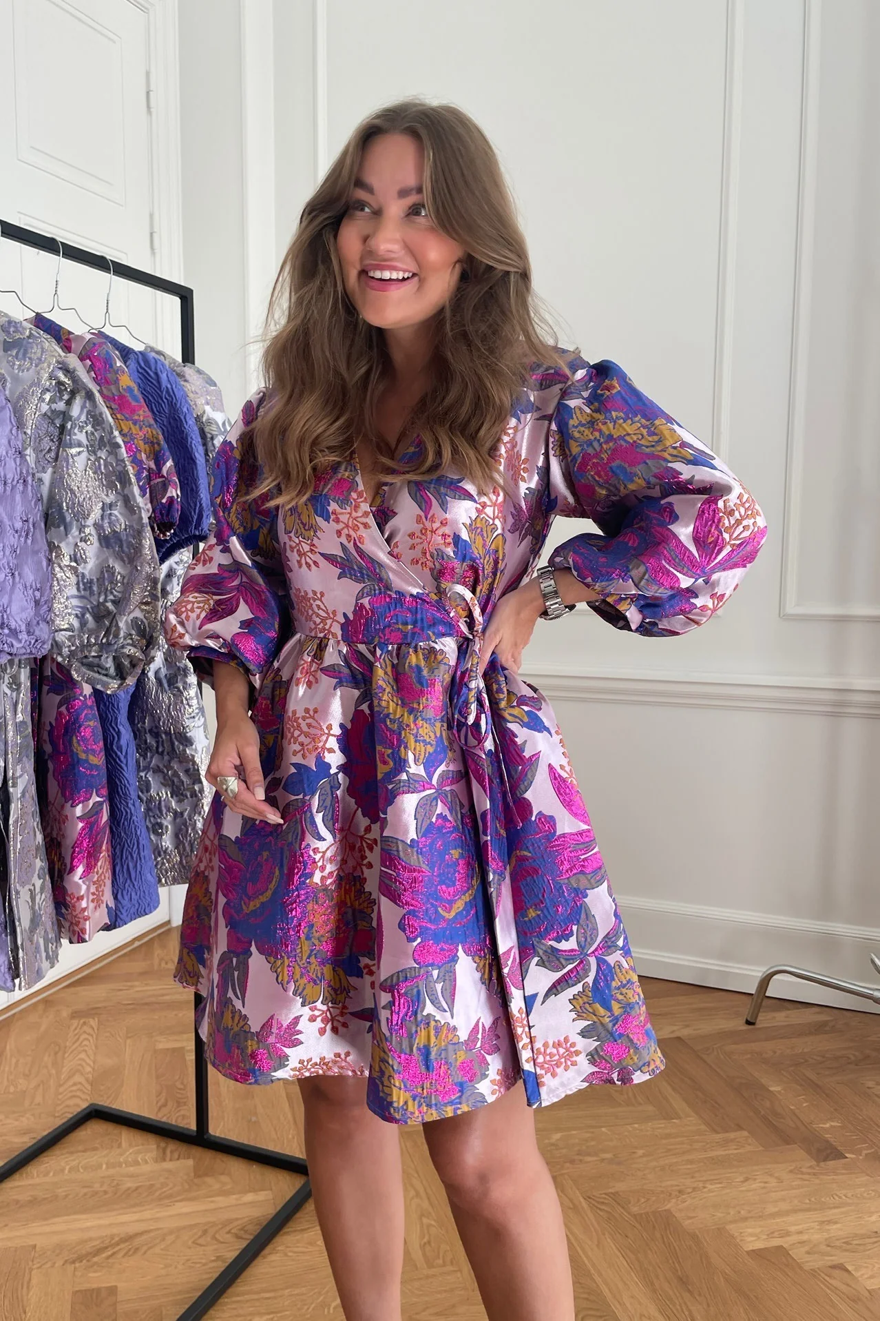 Noella Aya Wrap Dress - Fuchsia Mix - Image 2