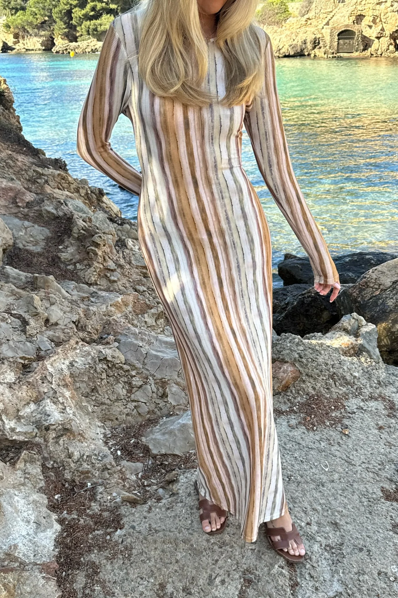 AyaIC Long Dress - Orange Multi Print - Image 8