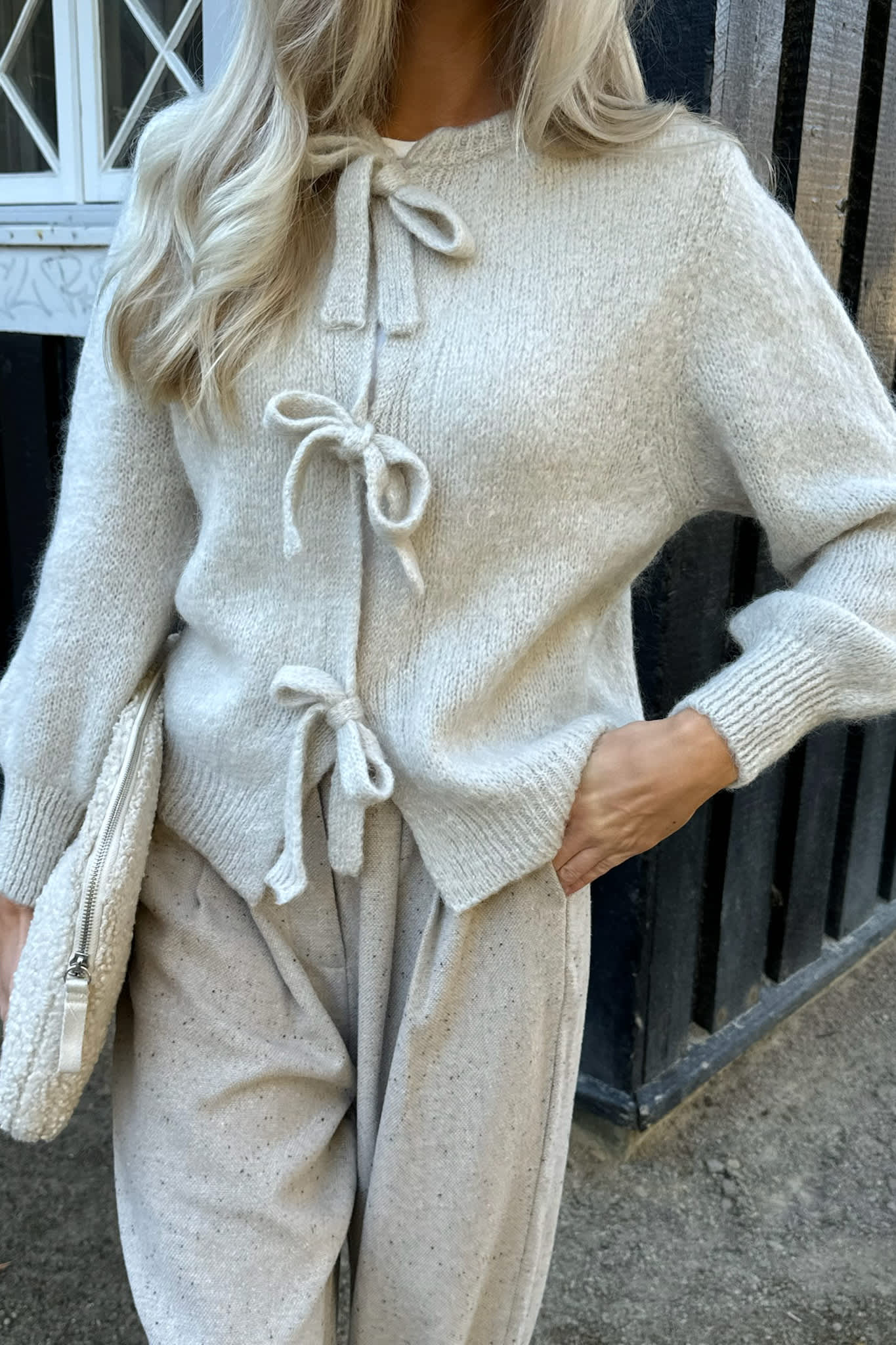 BaileyIC Bow Cardigan - Beige - Image 4