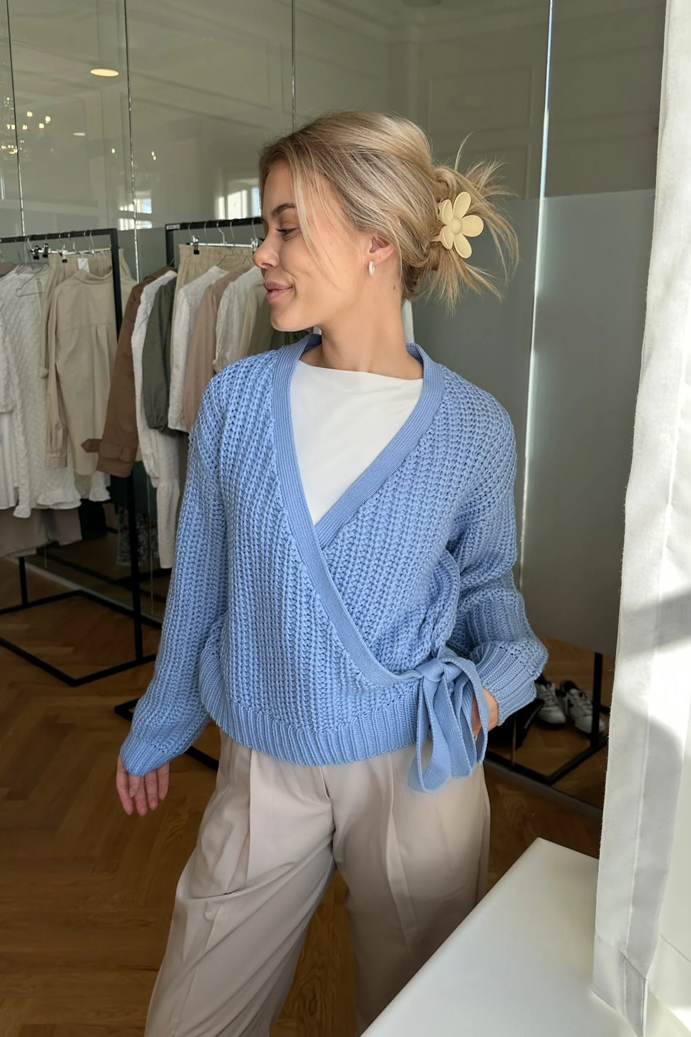 NMBarley LS Wrap Knit Cardigan - Serenity - Image 2