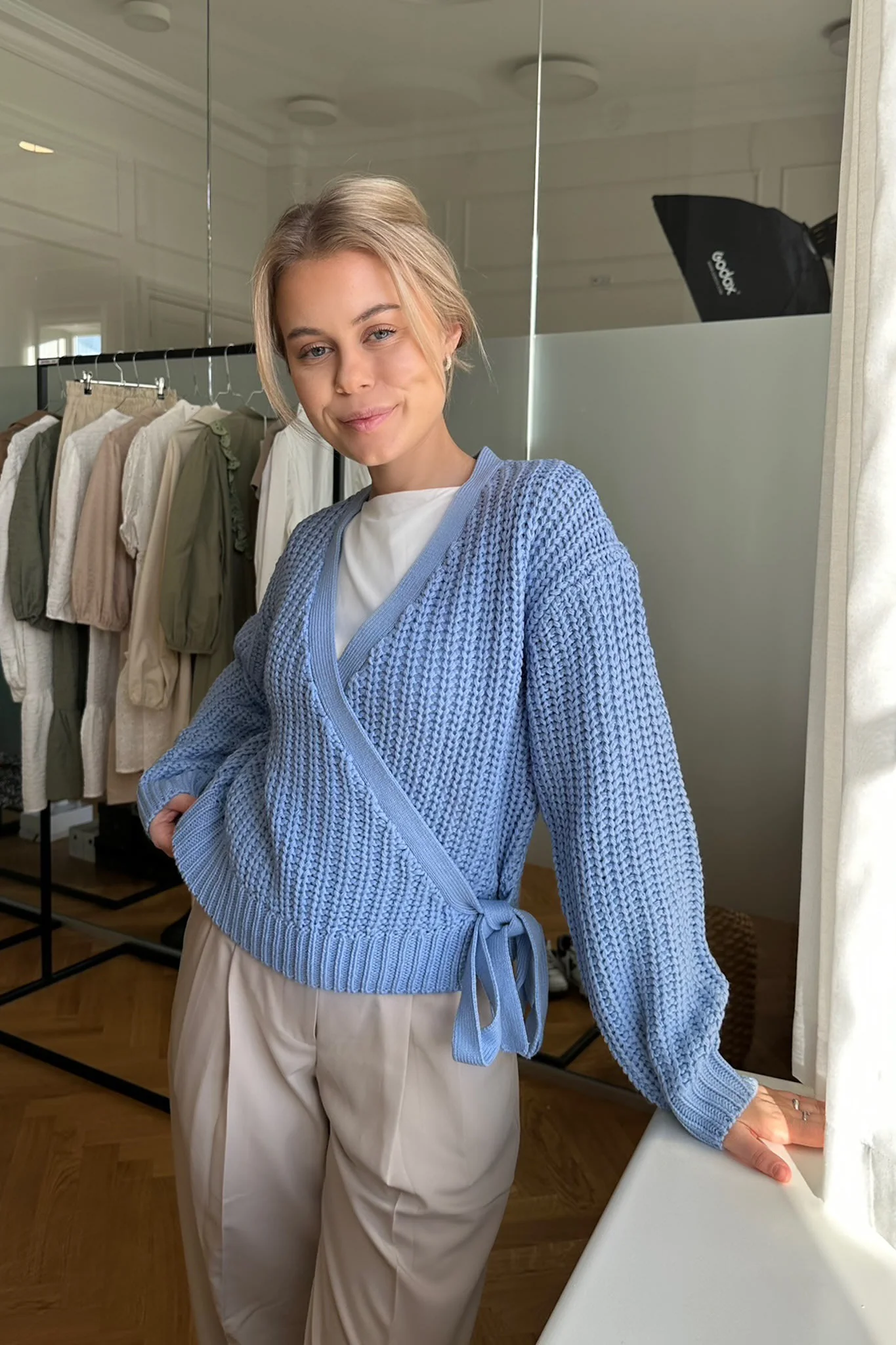 NMBarley LS Wrap Knit Cardigan - Serenity - Image 3