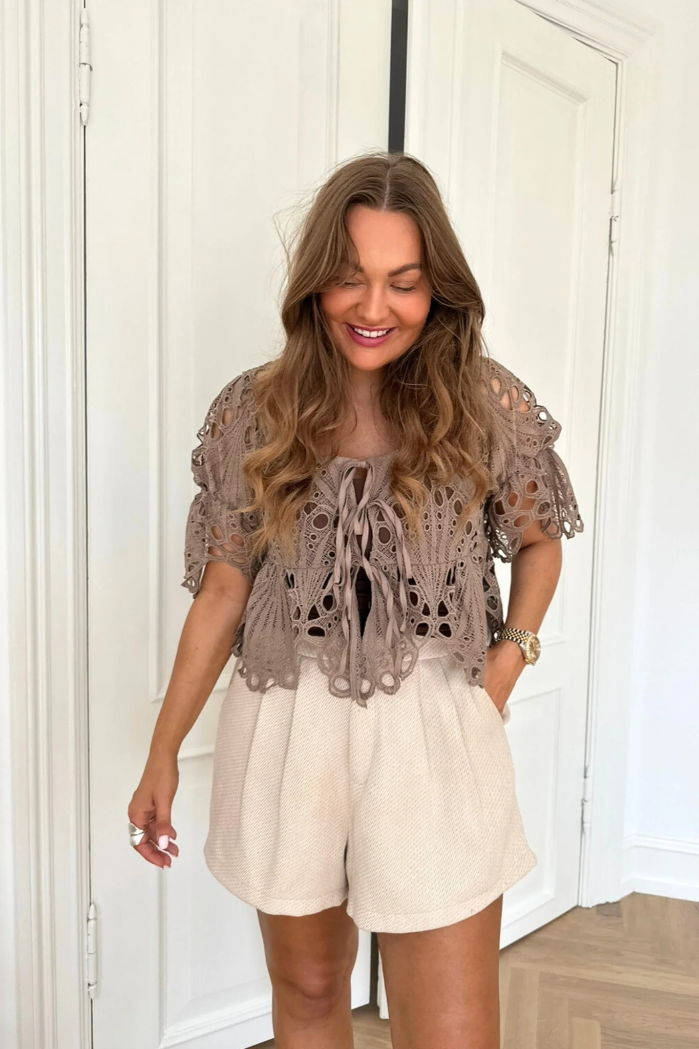 BellaIC Tie Top - Mocca Embroidery - Image 2
