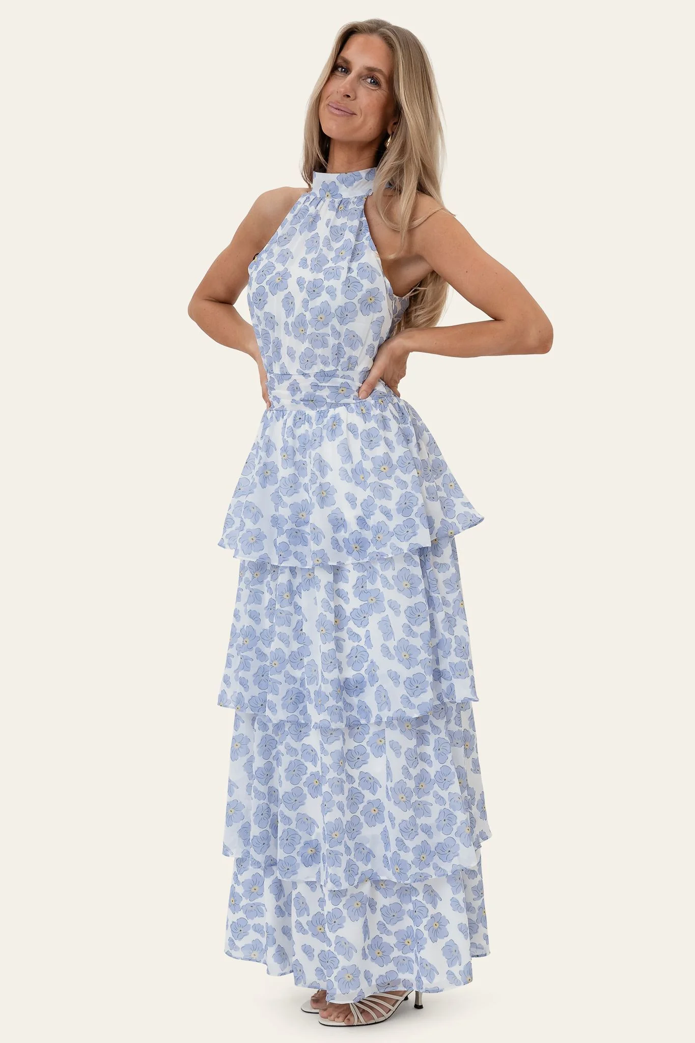 BelleIC Long Dress - Blue Dazzling Flower - Image 5