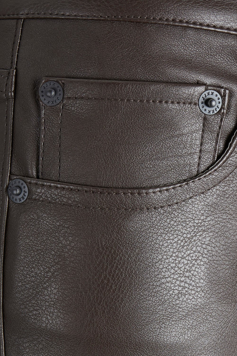 JXBerlin Slim HW Faux Leather Pants - Mulch Matte - Image 3