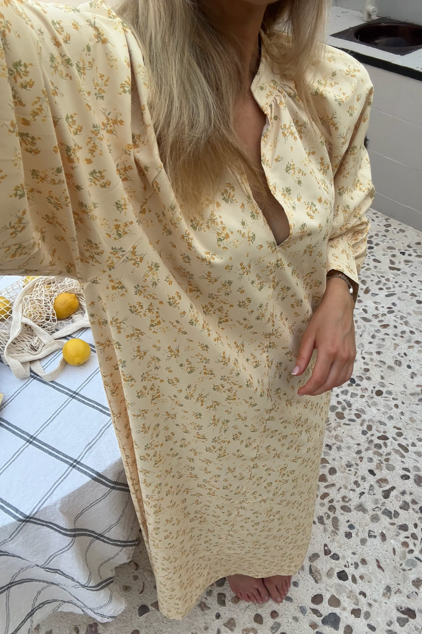 BettyIC Long Dress - Yellow Flower Print - Image 2