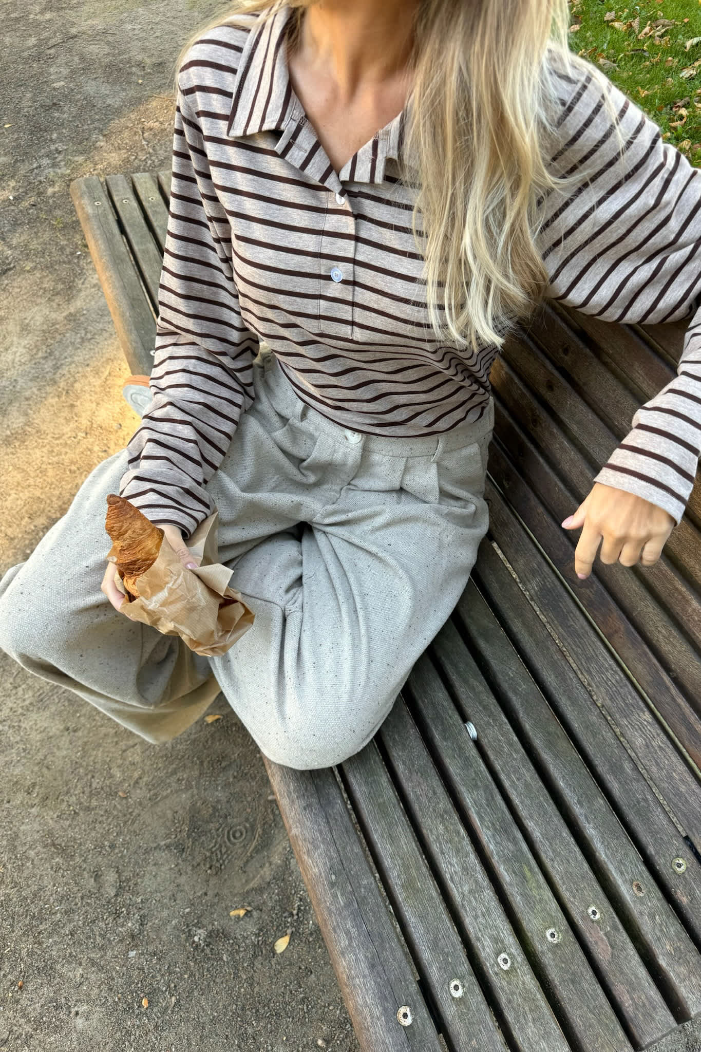 CarlyIC Polo - Beige Brown Stripes - Image 7