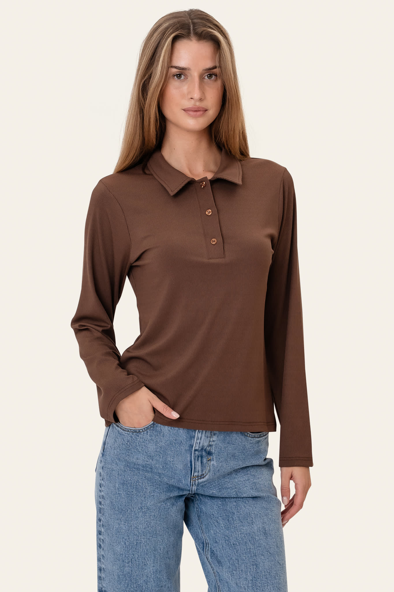 CarlyIC Polo - Dark Brown - Image 3