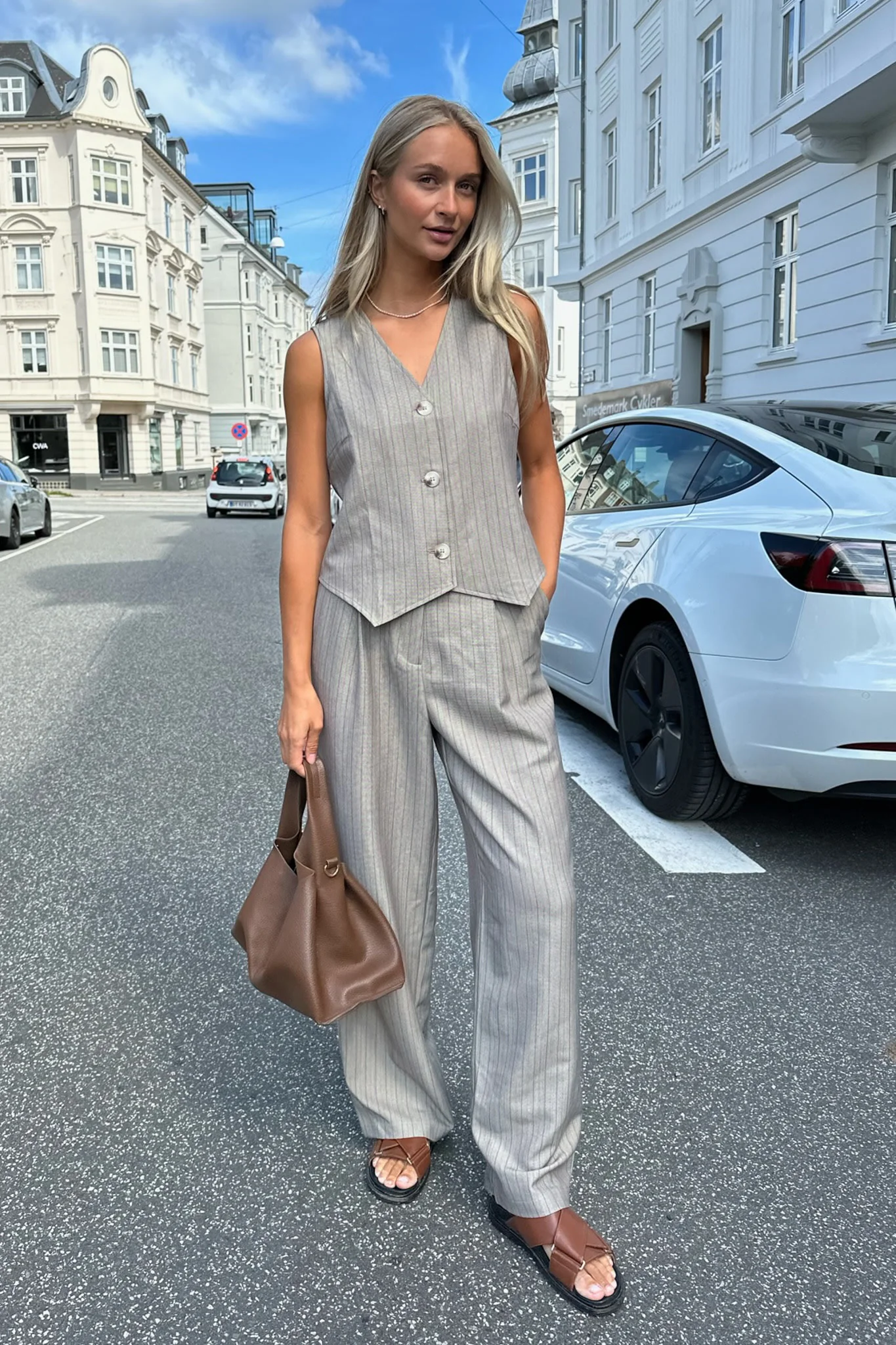 CelinaIC Pants - Dark Beige Pinstripe - Image 10