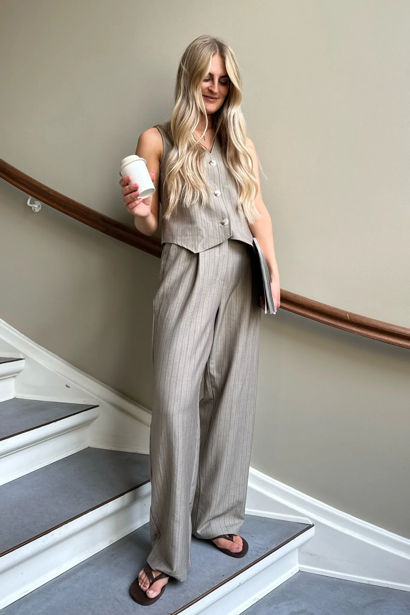 CelinaIC Pants - Dark Beige Pinstripe - Image 13
