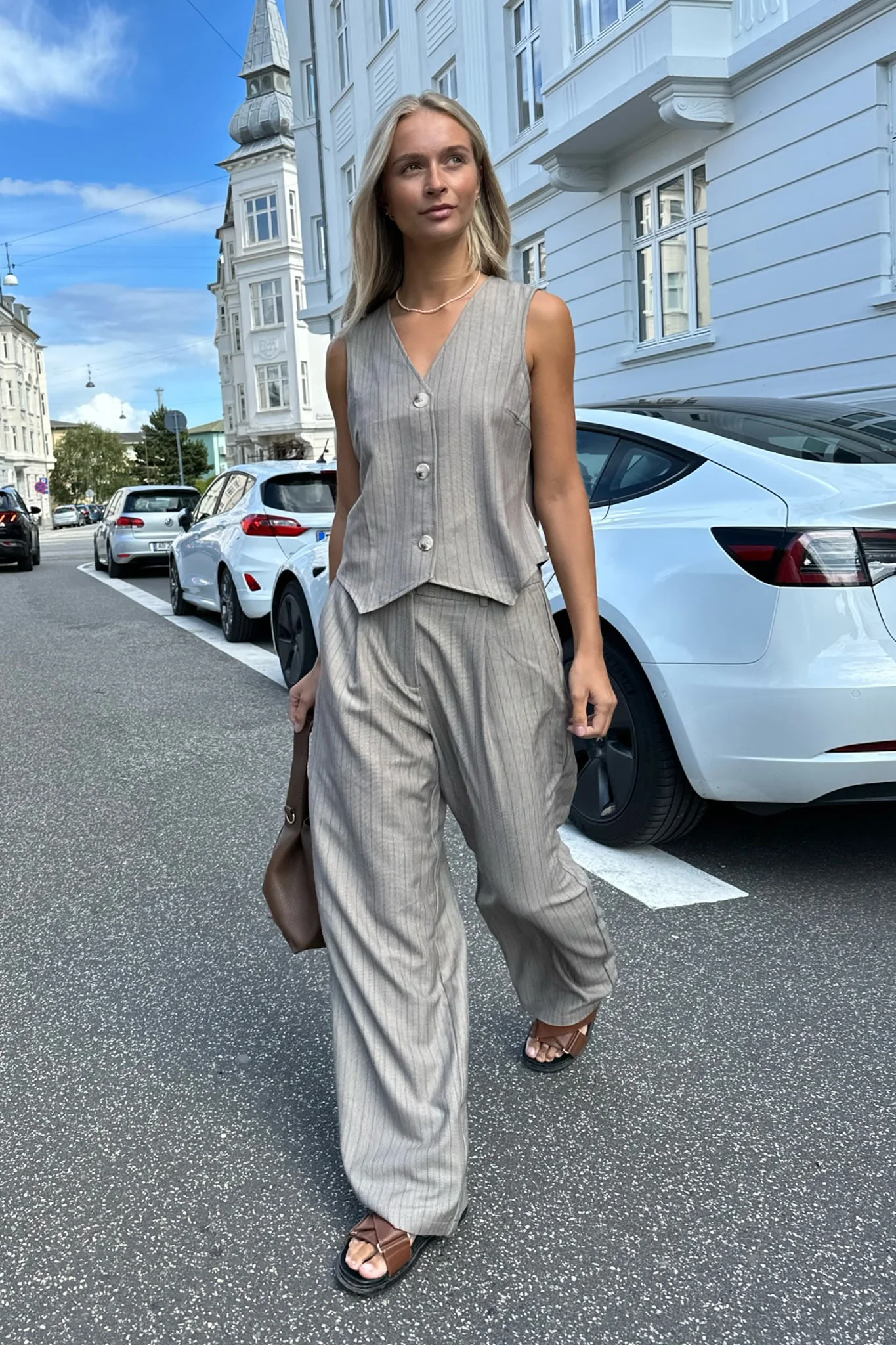CelinaIC Pants - Dark Beige Pinstripe - Image 5