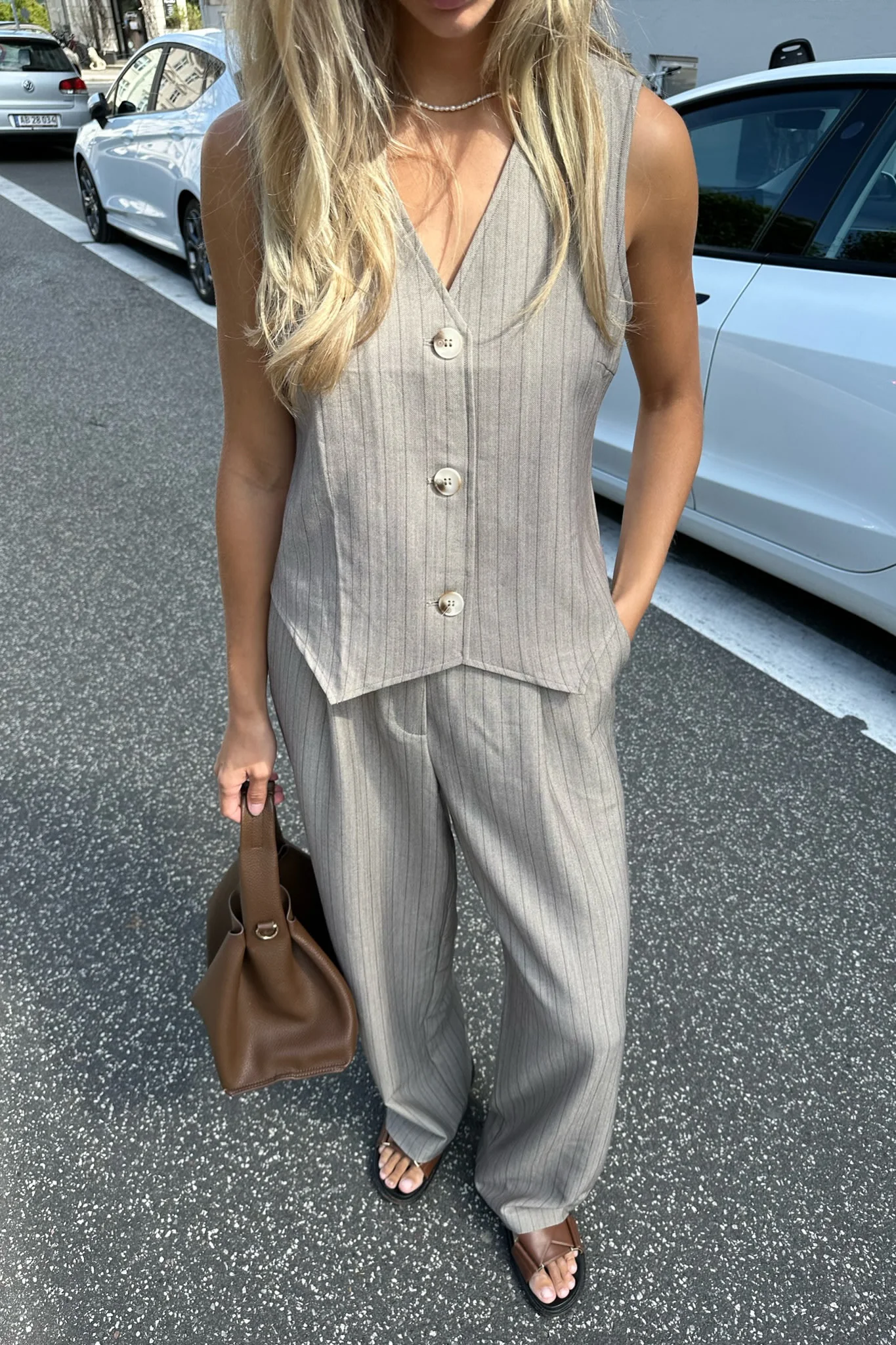 CelinaIC Pants - Dark Beige Pinstripe - Image 9