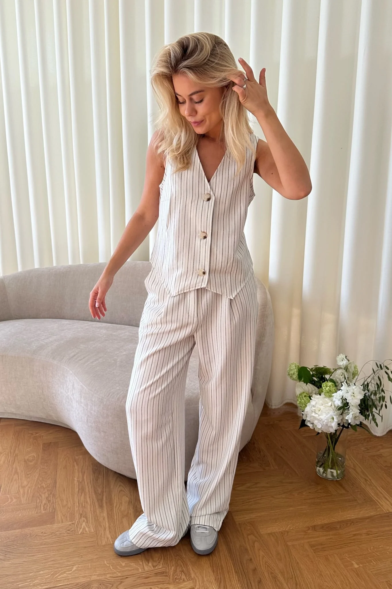 CelinaIC Pants - White/Black Pinstripe - Image 10