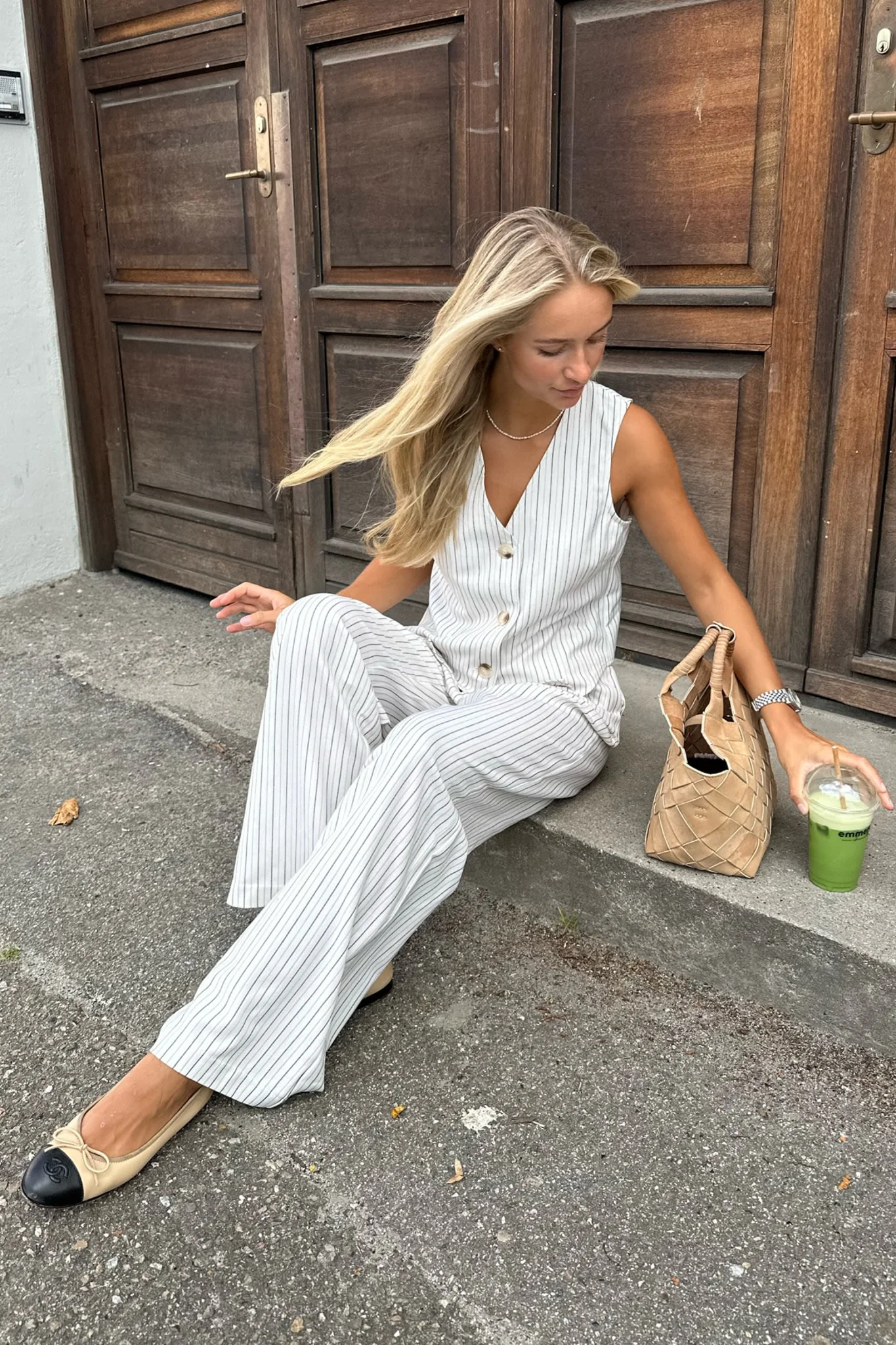 CelinaIC Vest - White/Black Pinstripe - Image 5