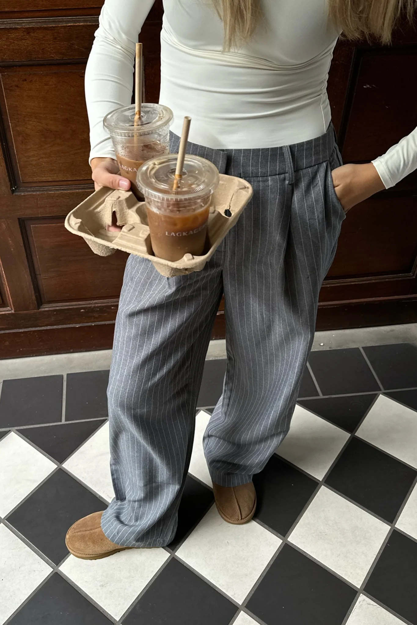 CelinaIC Pants - Grey Pinstripe - Image 3