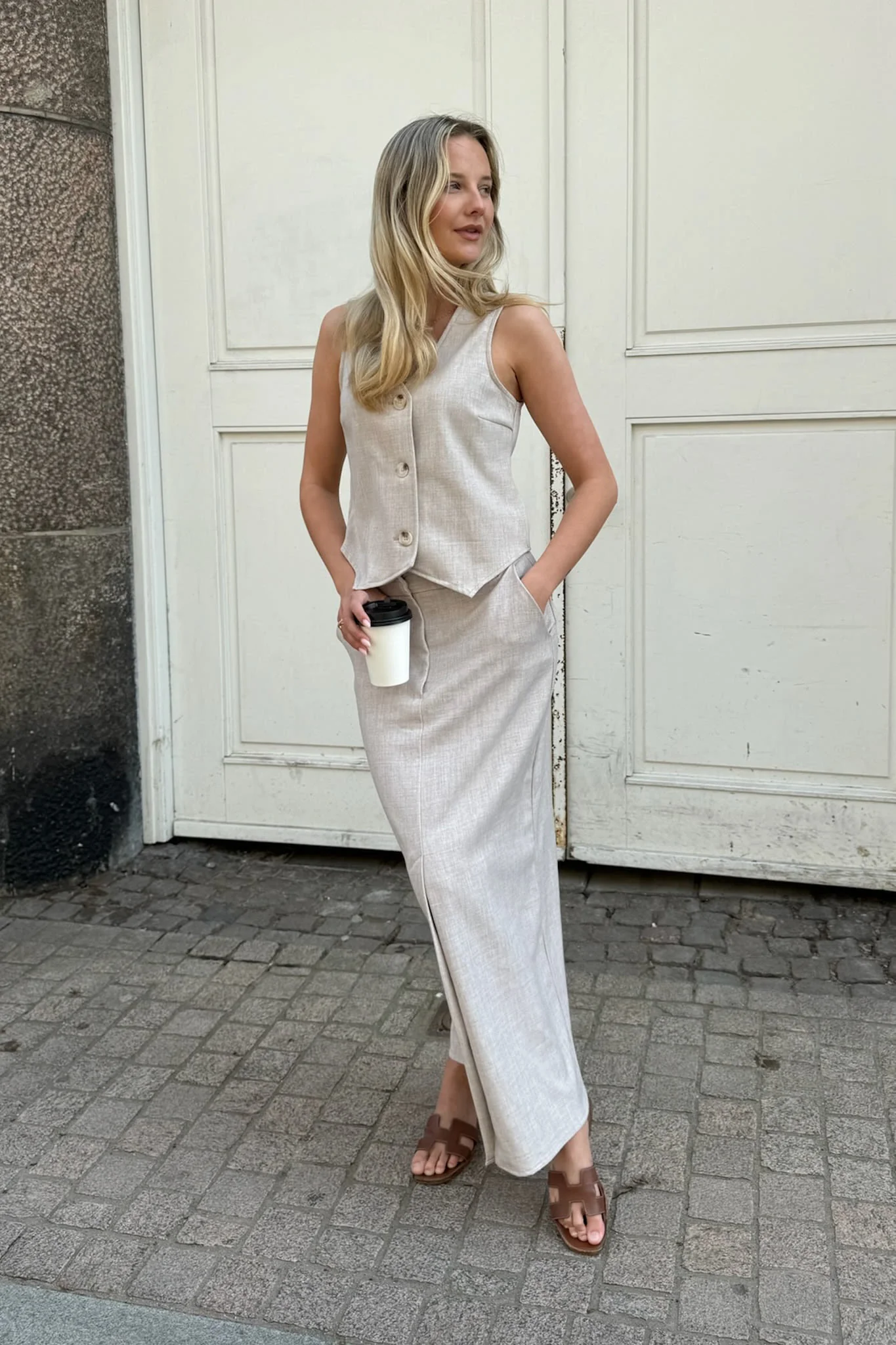 CelinaIC Long Skirt - Beige - Image 3
