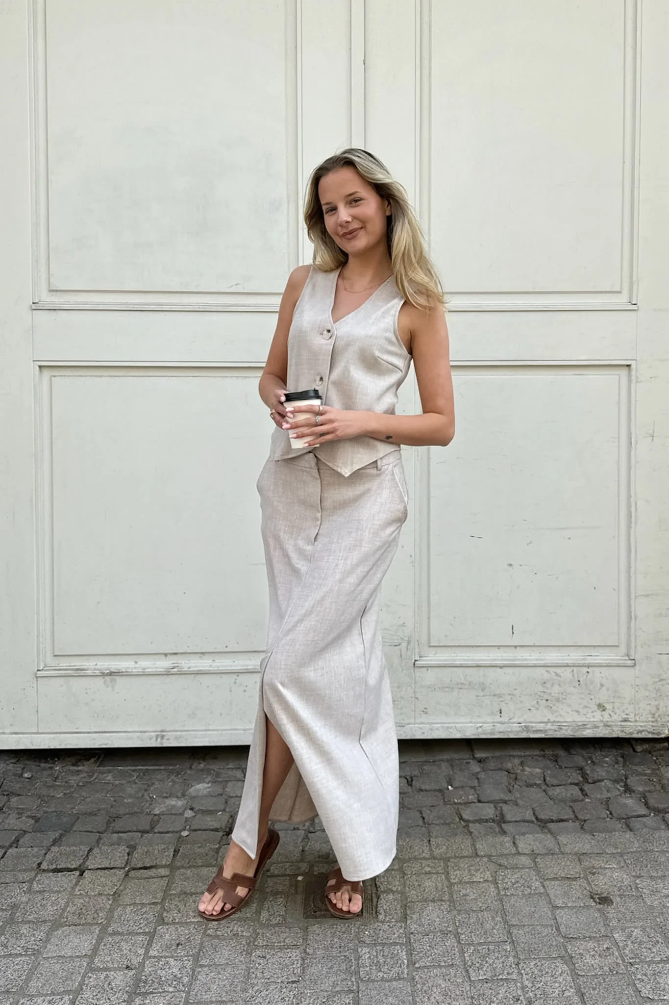 CelinaIC Long Skirt - Beige - Image 4