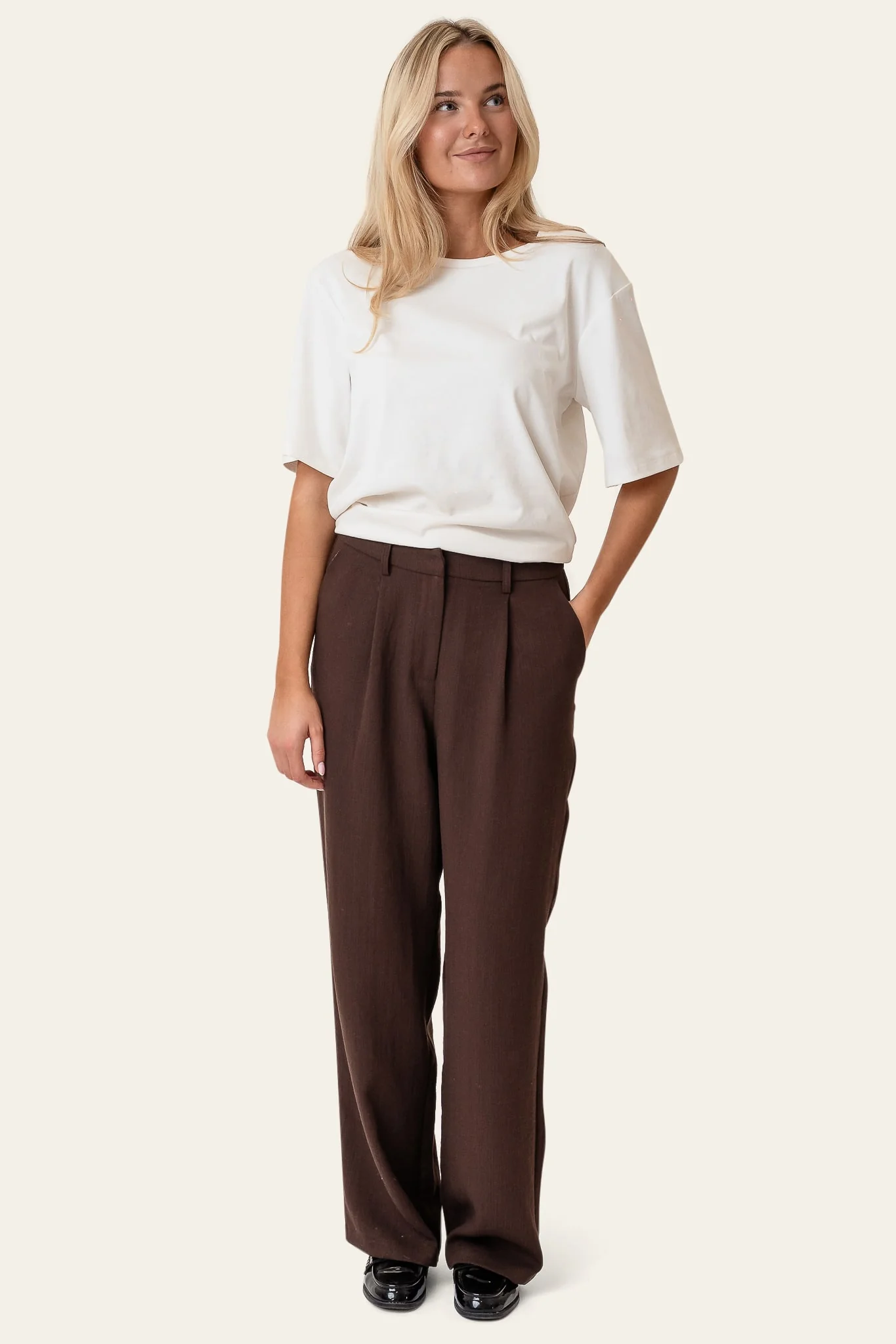 CelinaIC Pants - Dark Brown Texture - Image 2