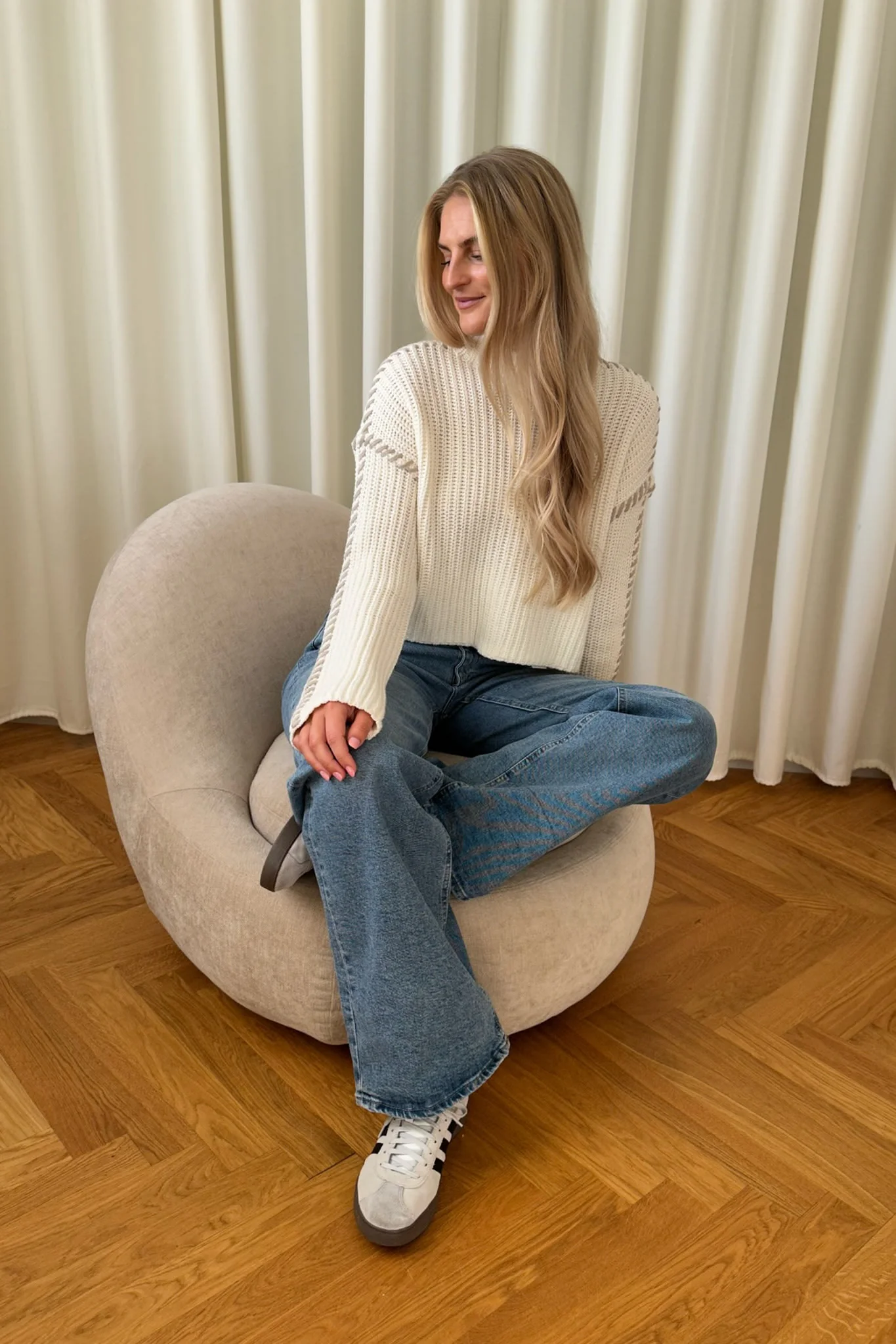 VMCream LS Funnelneck Pullover - Snow White With Silver Lining - Image 3
