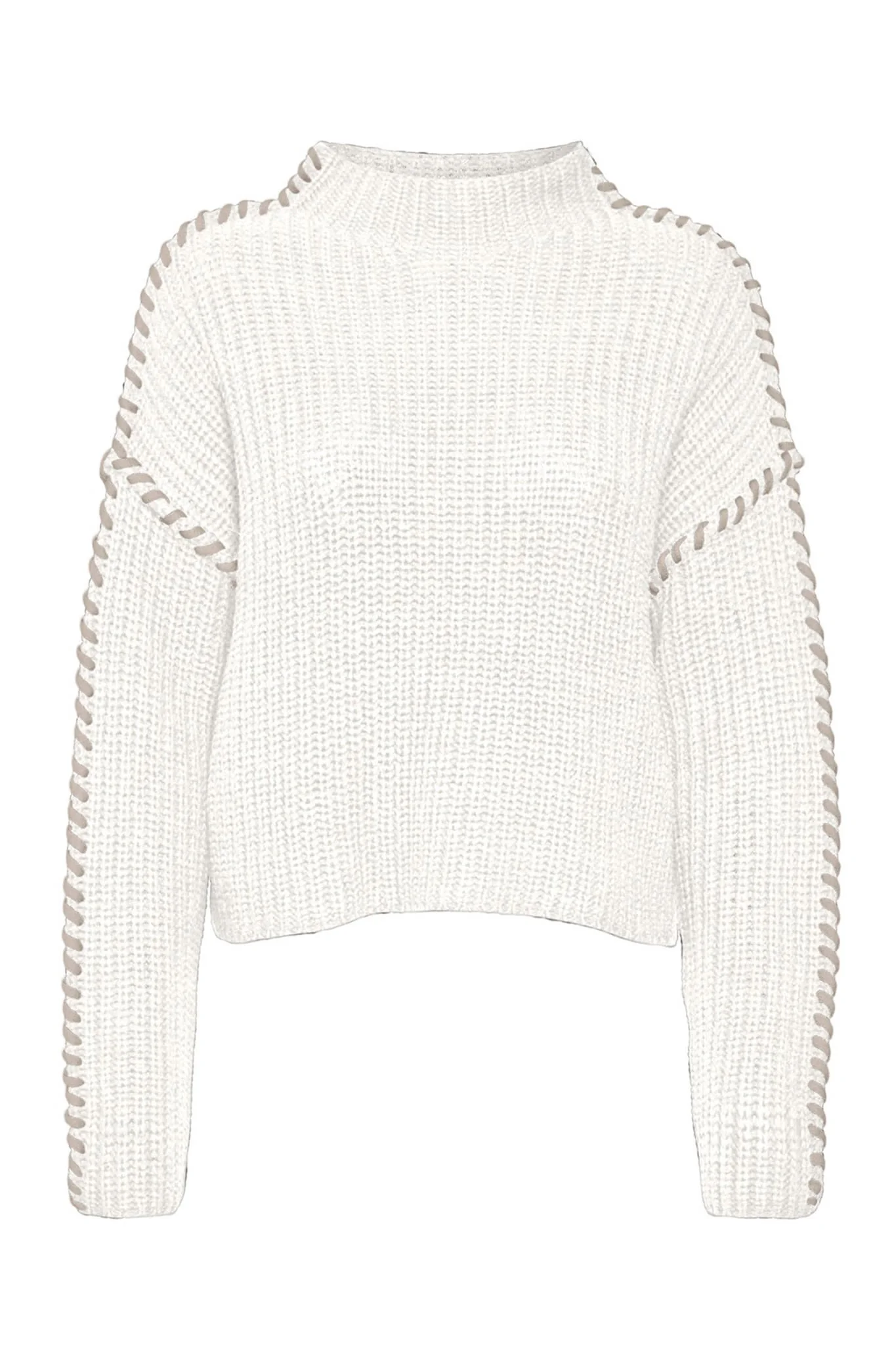 VMCream LS Funnelneck Pullover - Snow White With Silver Lining - Image 4