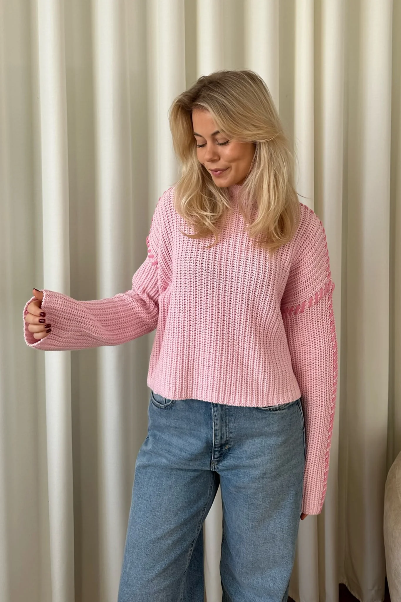 VMCream LS Funnelneck Pullover - Roseate Spoonbill With Sachet Pink - Image 2