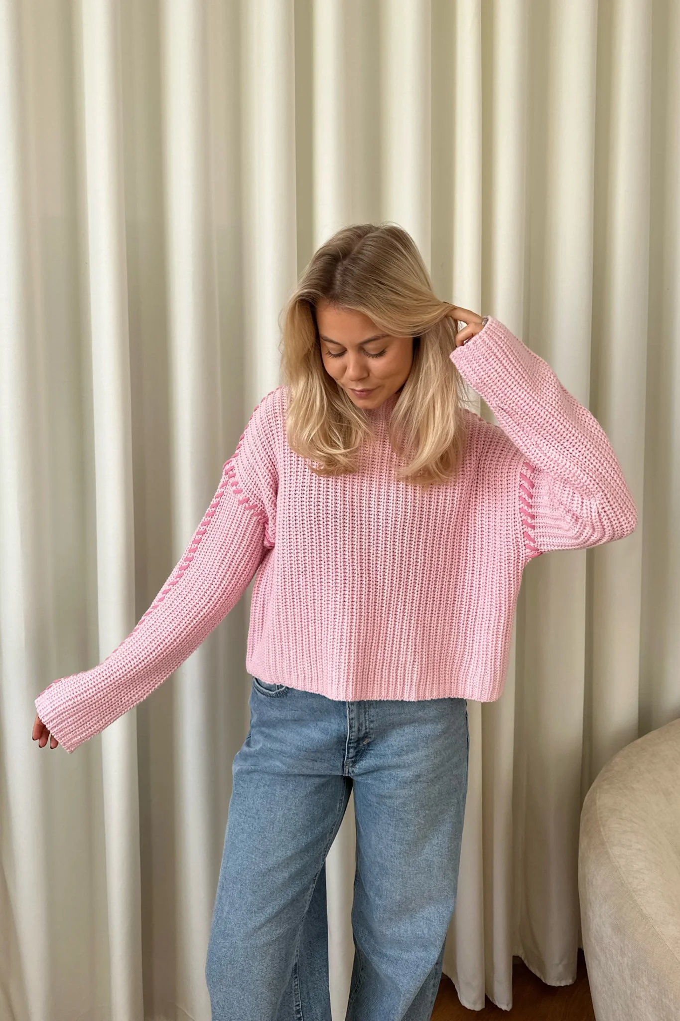 VMCream LS Funnelneck Pullover - Roseate Spoonbill With Sachet Pink - Image 3