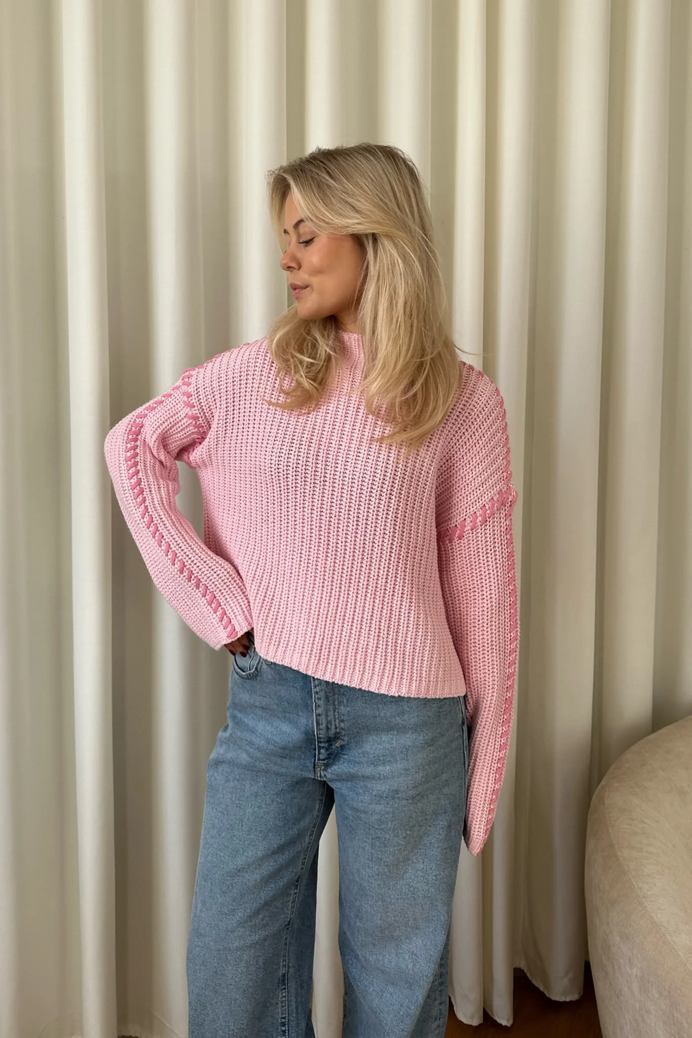 VMCream LS Funnelneck Pullover - Roseate Spoonbill With Sachet Pink - Image 4