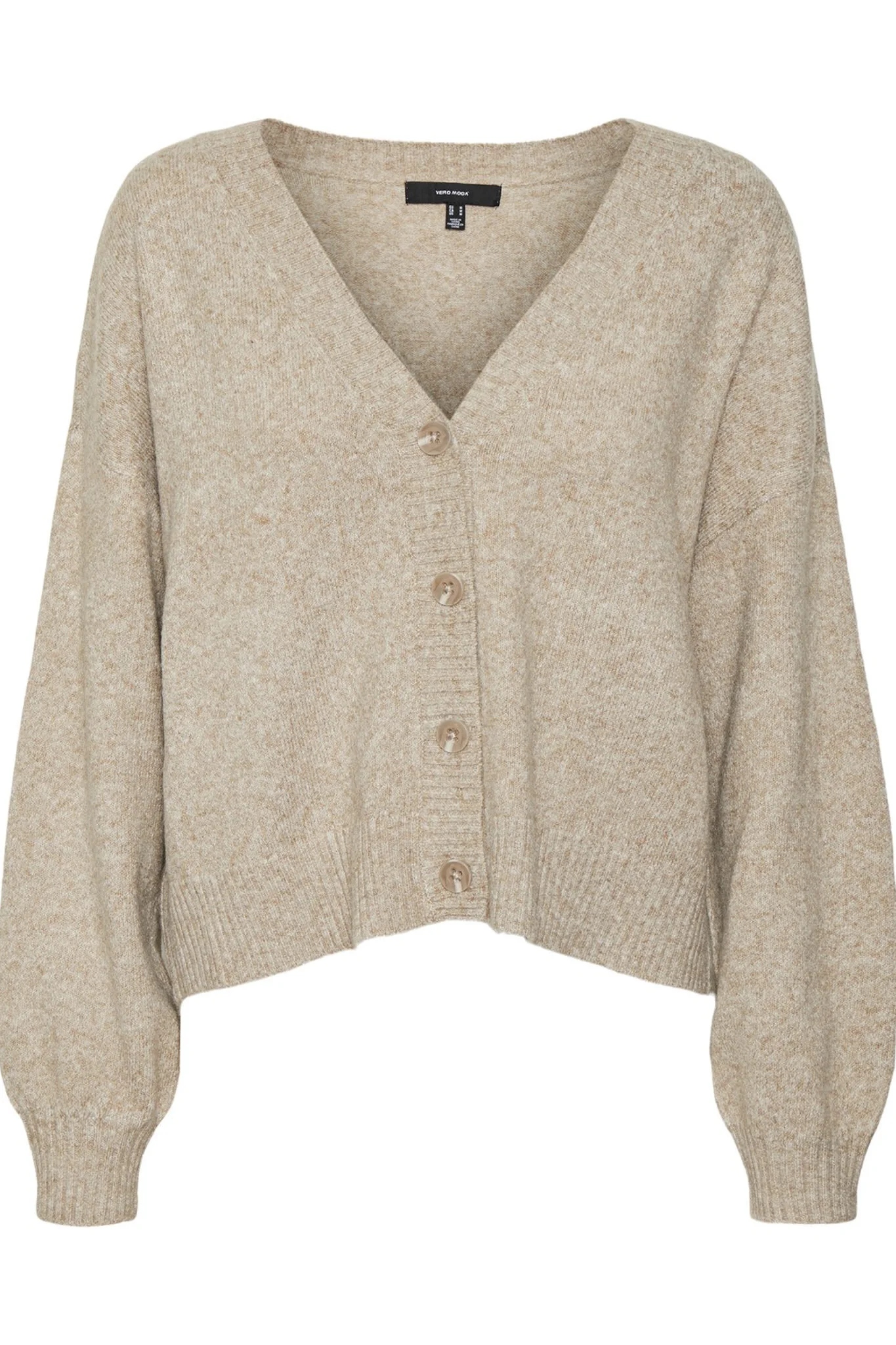 VMDoffy LS Vneck Button Cardigan - Sepia Tint Melange - Image 6